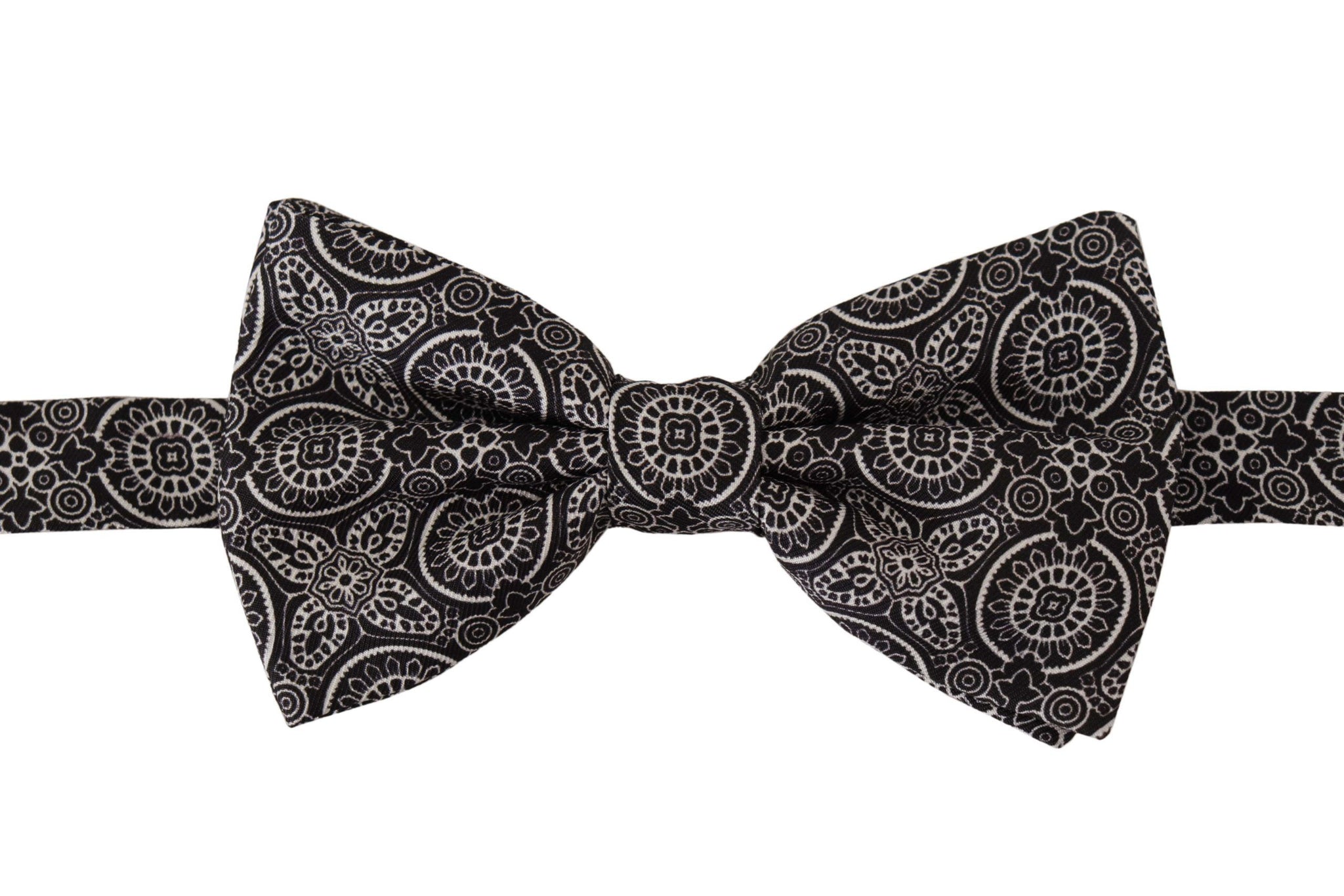 Black white 100% Silk Adjustable Neck Papillon Tie