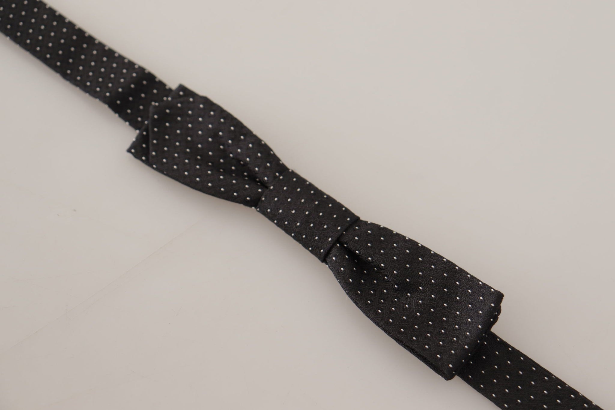 Black White Polka 100% Silk Neck Papillon Tie