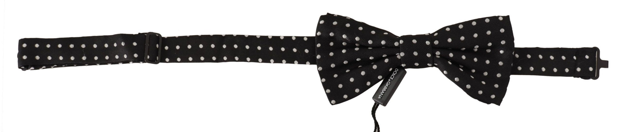 Black White Polka Dot 100% Silk Neck Papillon Bow Tie