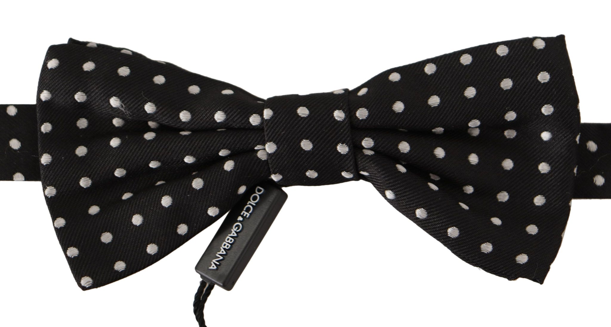 Black White Polka Dot 100% Silk Neck Papillon Bow Tie