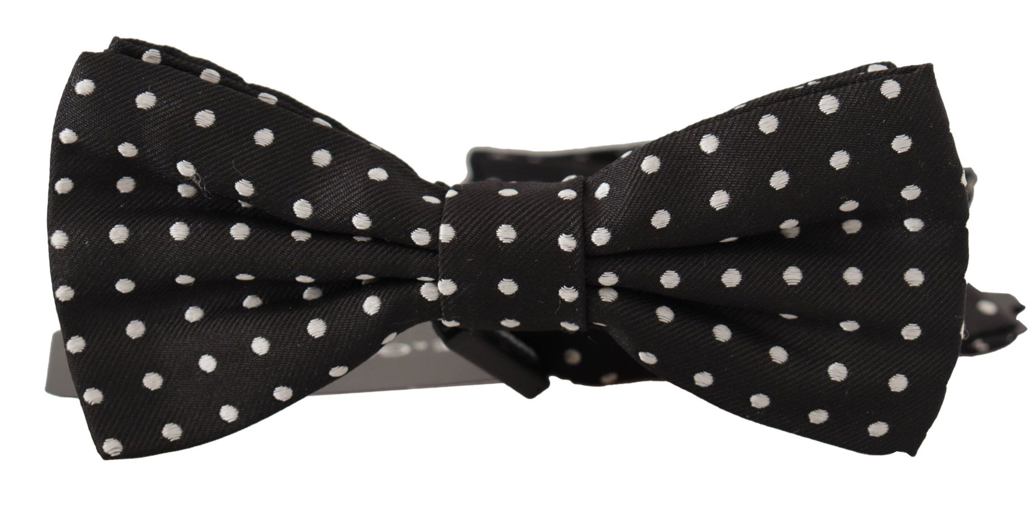 Black White Polka Dot 100% Silk Neck Papillon Bow Tie