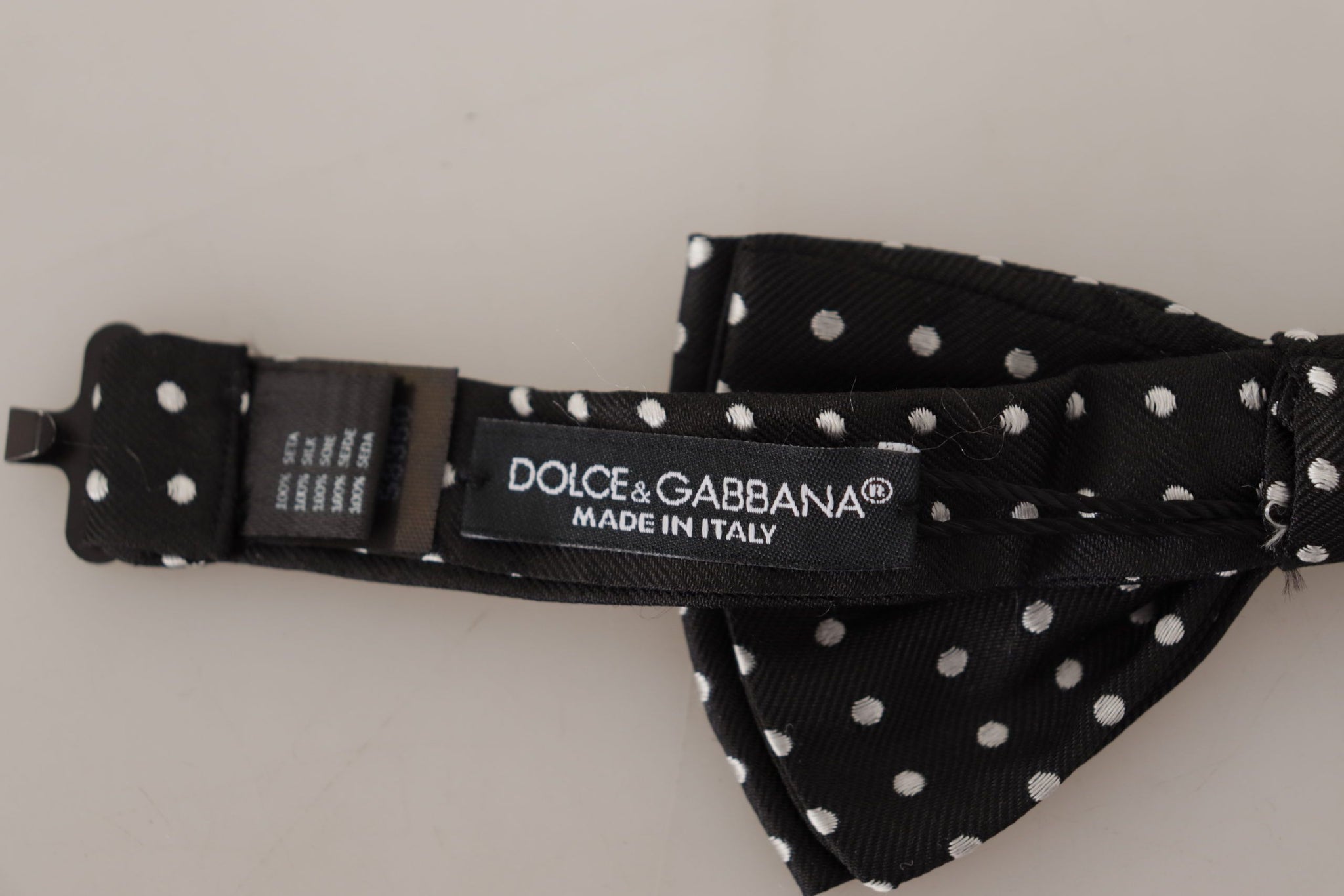 Black White Polka Dot 100% Silk Neck Papillon Bow Tie