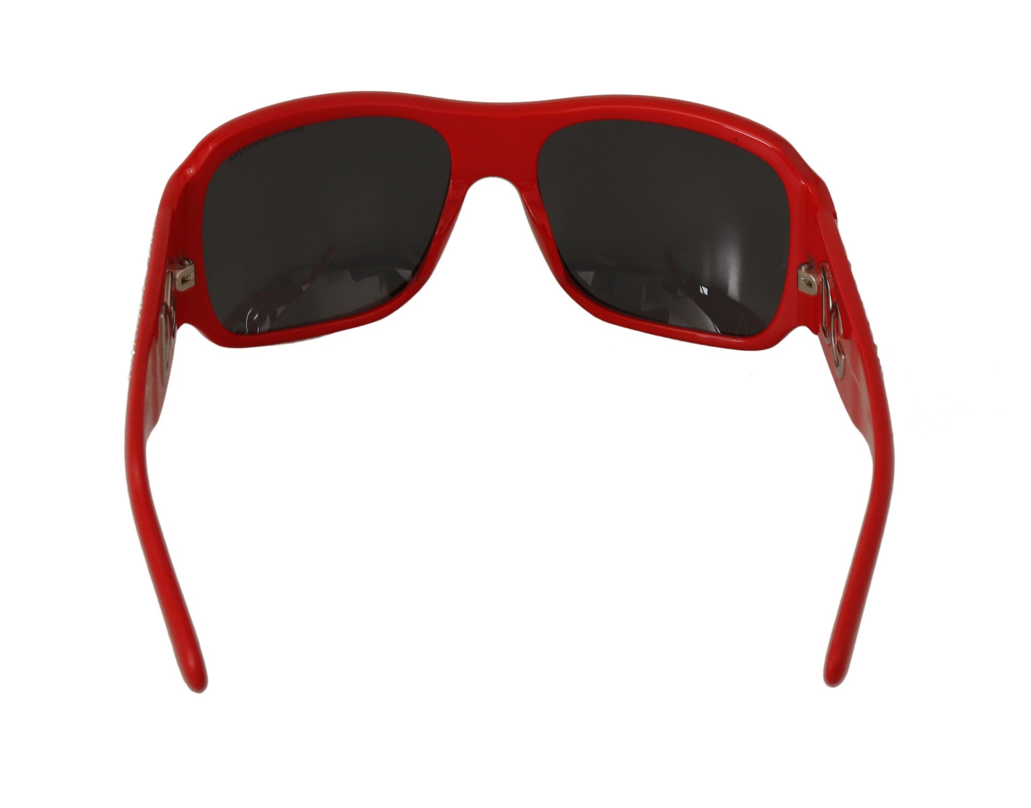 Red Plastic Swarovski Stones Gray Lens Sunglasses