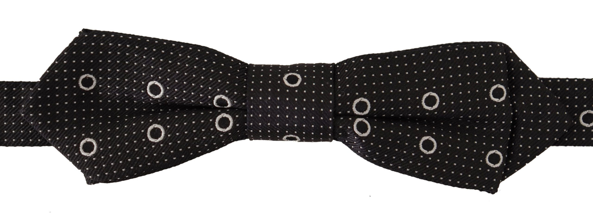 Black White Polka Dot 100% Silk Neck Papillon Tie