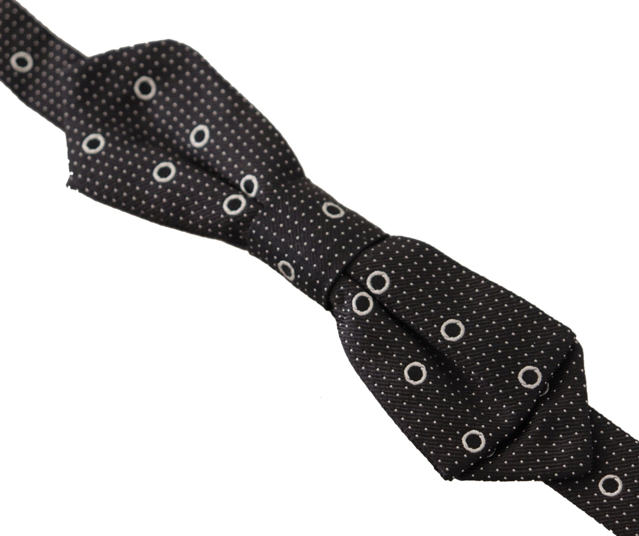 Black White Polka Dot 100% Silk Neck Papillon Tie