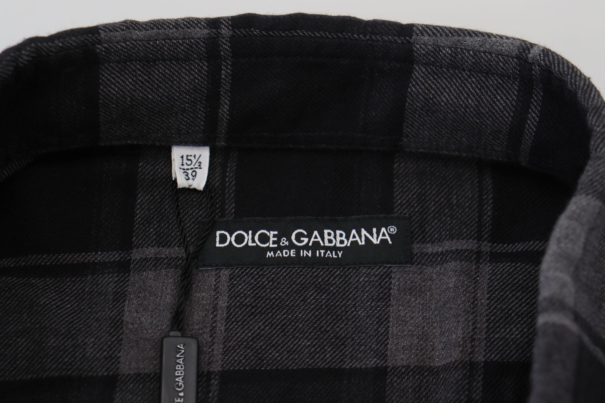 Dolce & Gabbana Black Gray Check Men Long Sleeves Shirt