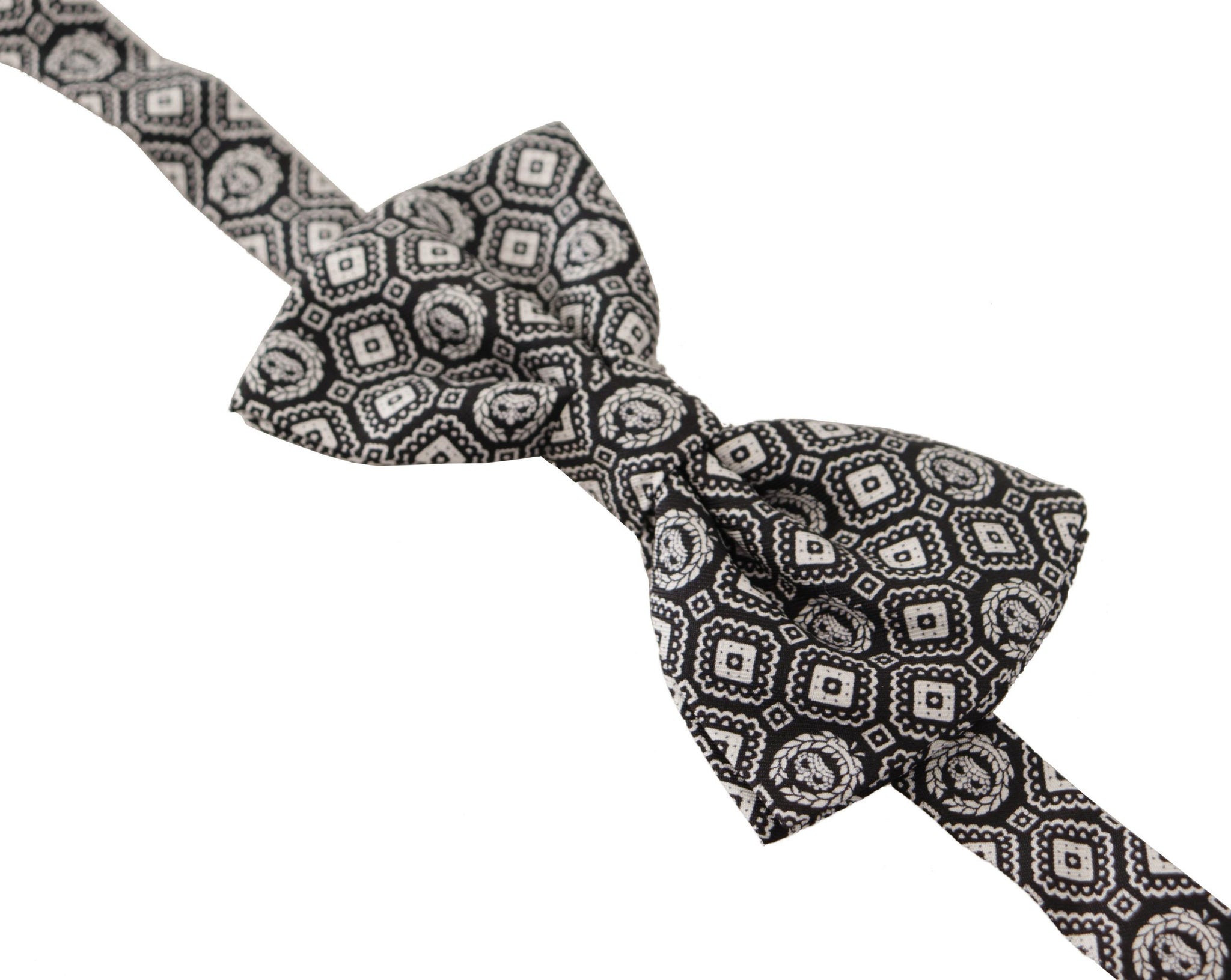 Black white 100% Silk Adjustable Neck Papillon Tie