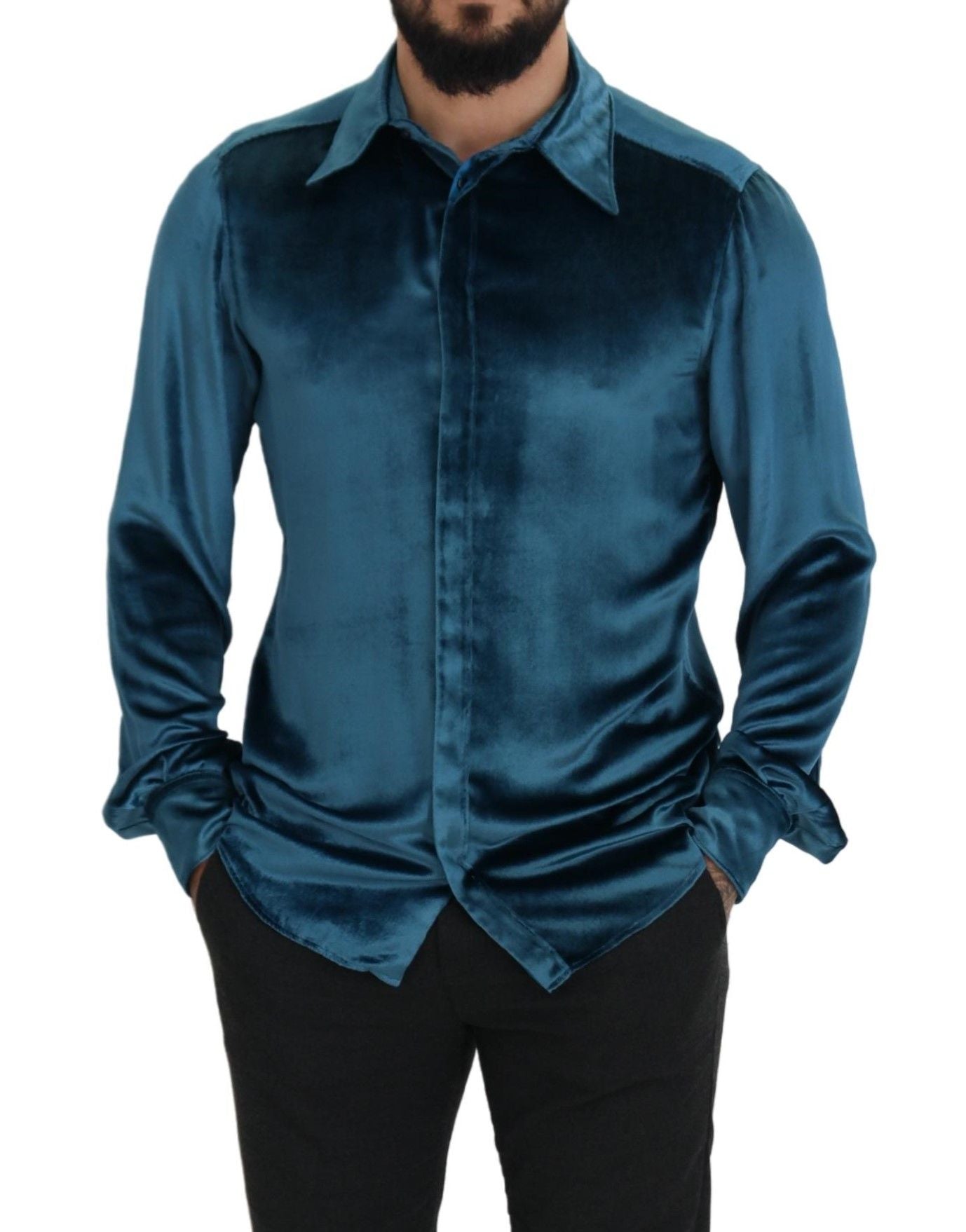 Blue Viscose Slim Fit Casual MARTINI Shirt