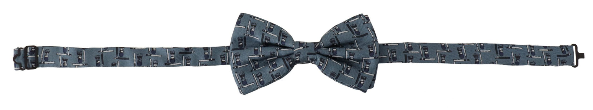 Blue 100% Silk Adjustable Neck Papillon Bow Tie