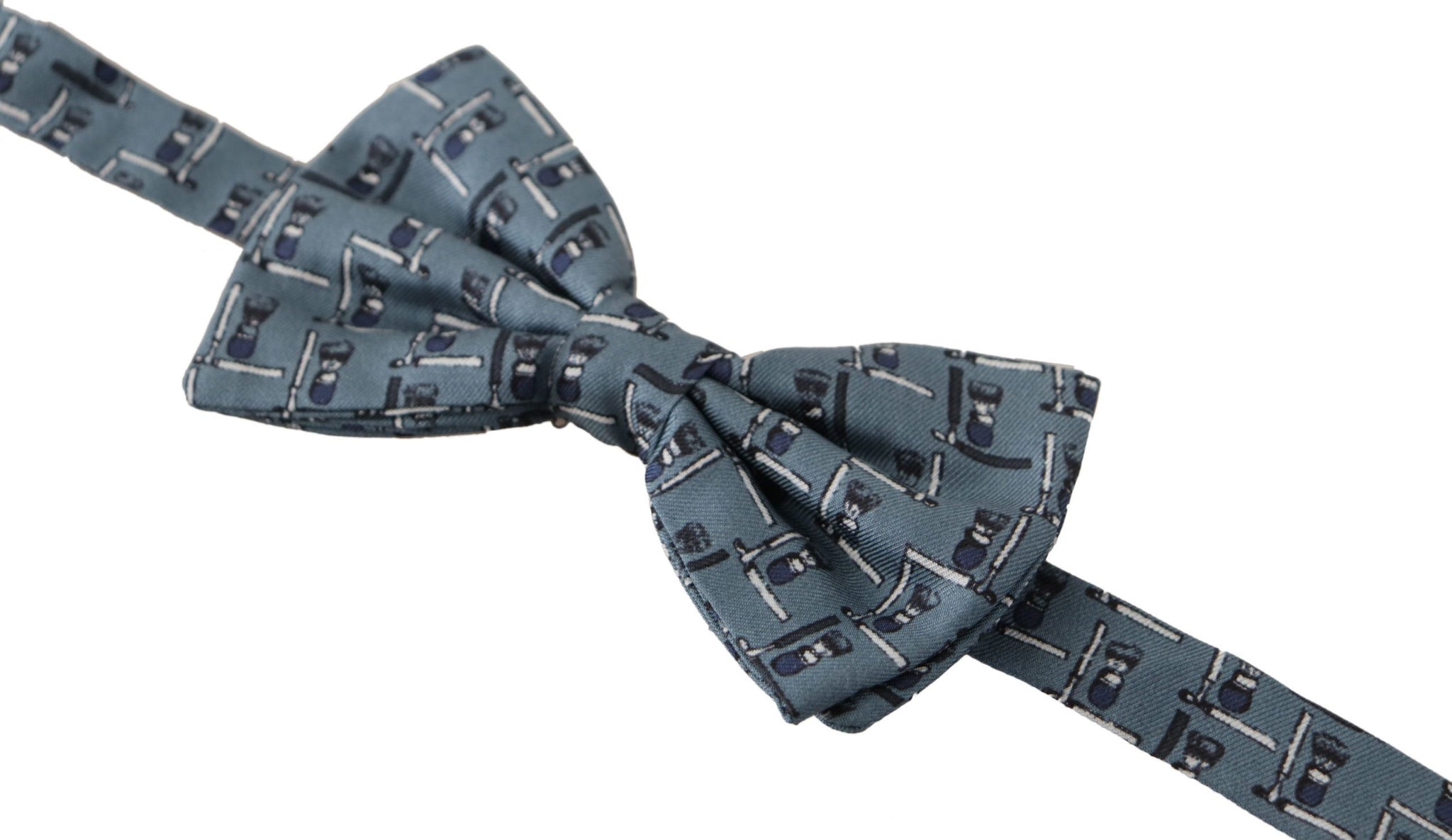 Blue 100% Silk Adjustable Neck Papillon Bow Tie