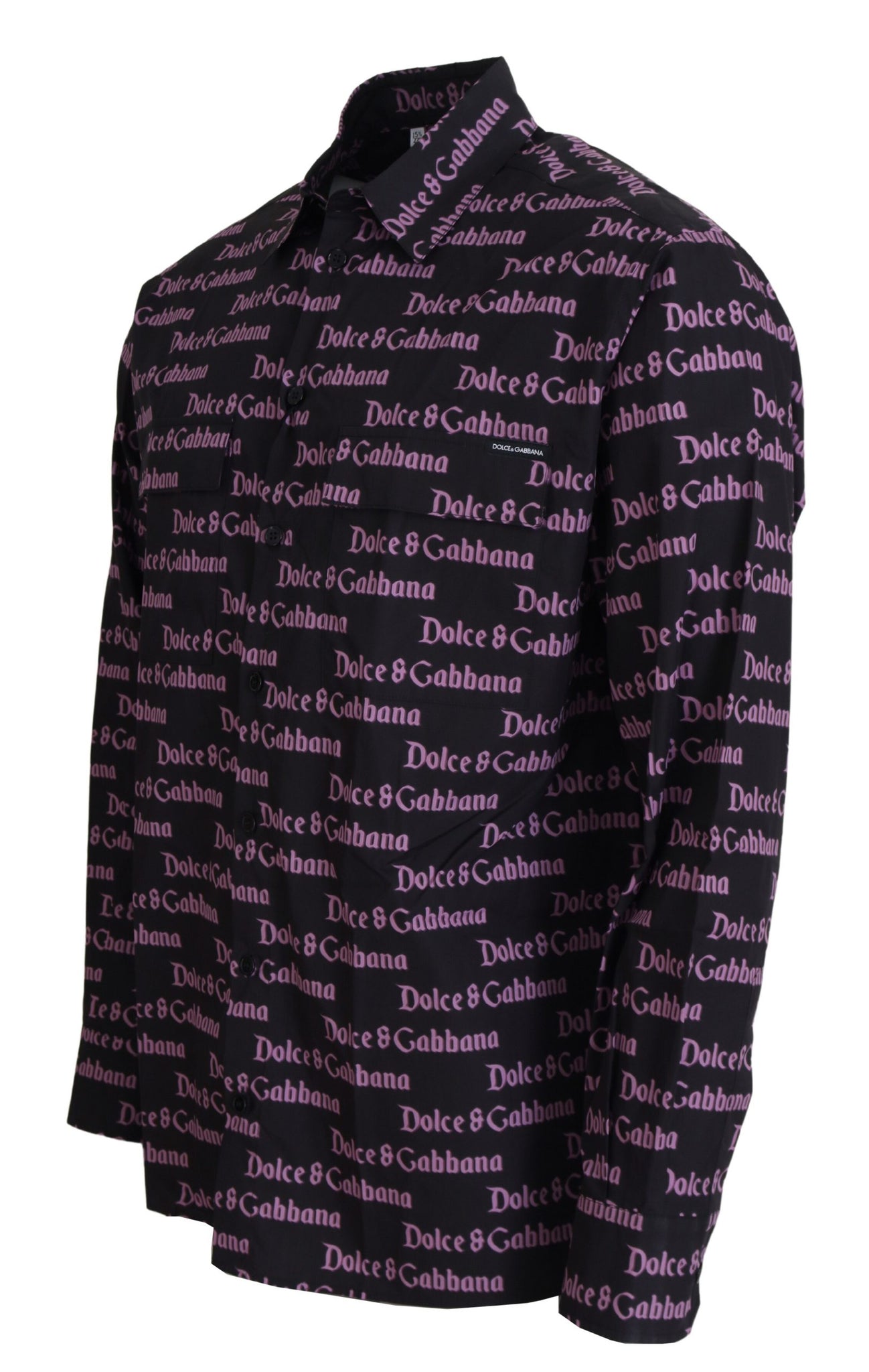 Black Purple Logo Slim Dress Formal Shirt