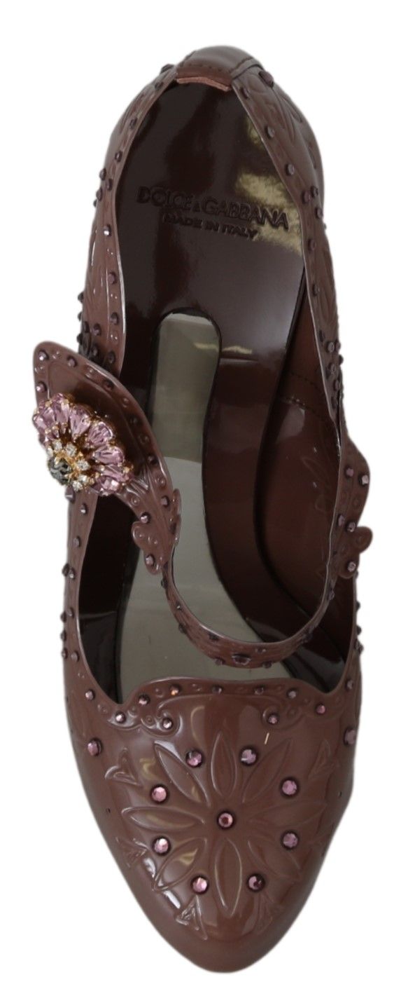 Brown Floral Crystal CINDERELLA Heels Shoes