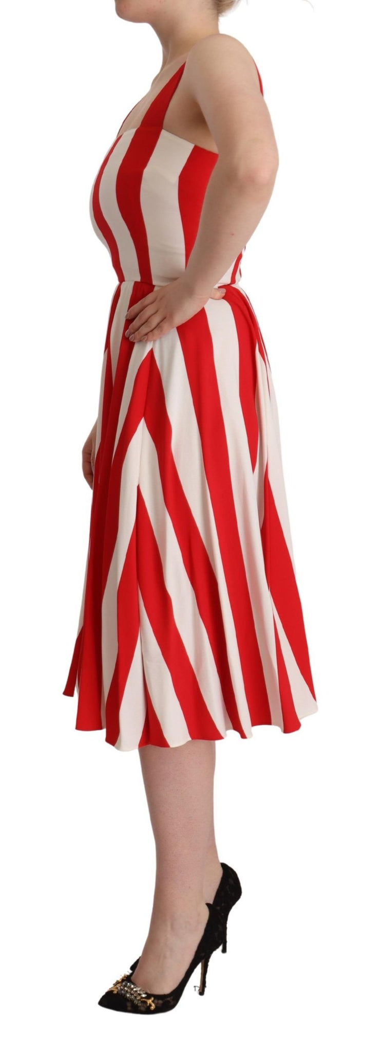 White Red Stretch Shift A-line Gown Dress