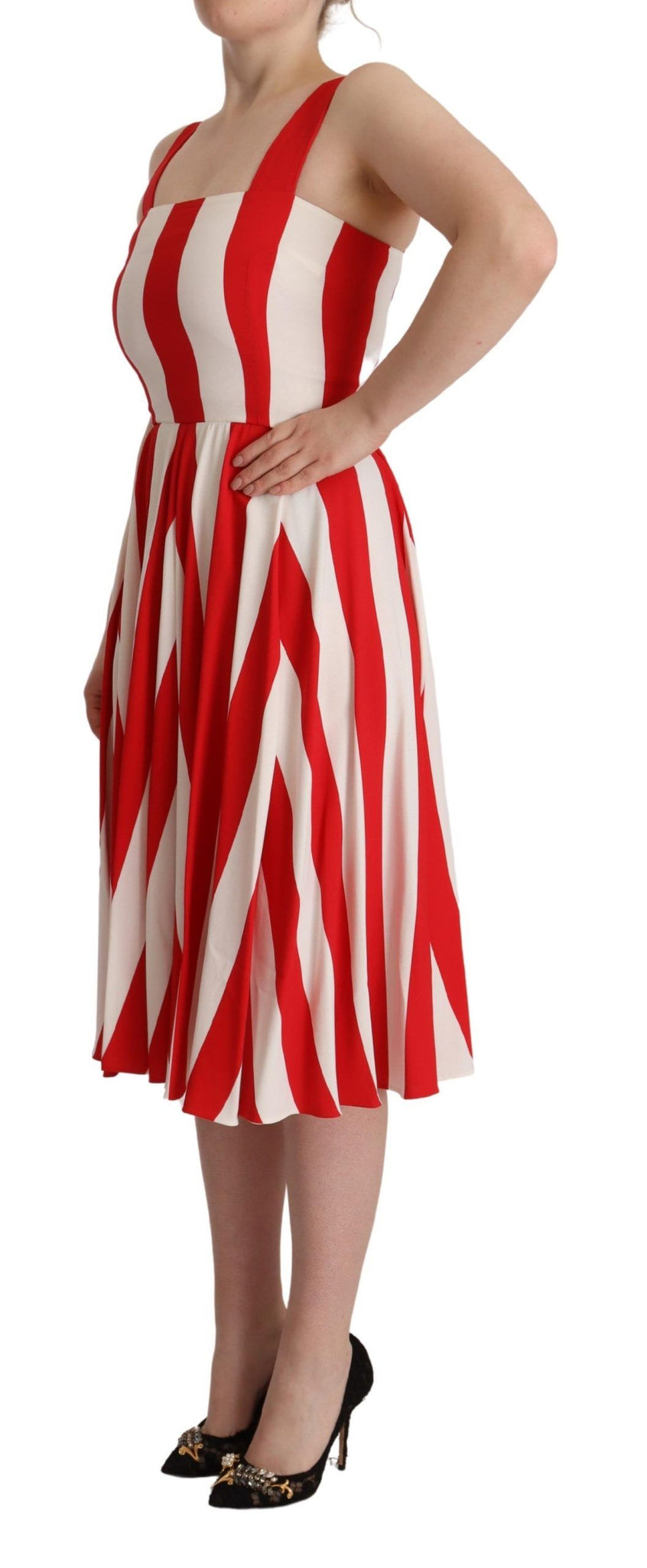 White Red Stretch Shift A-line Gown Dress