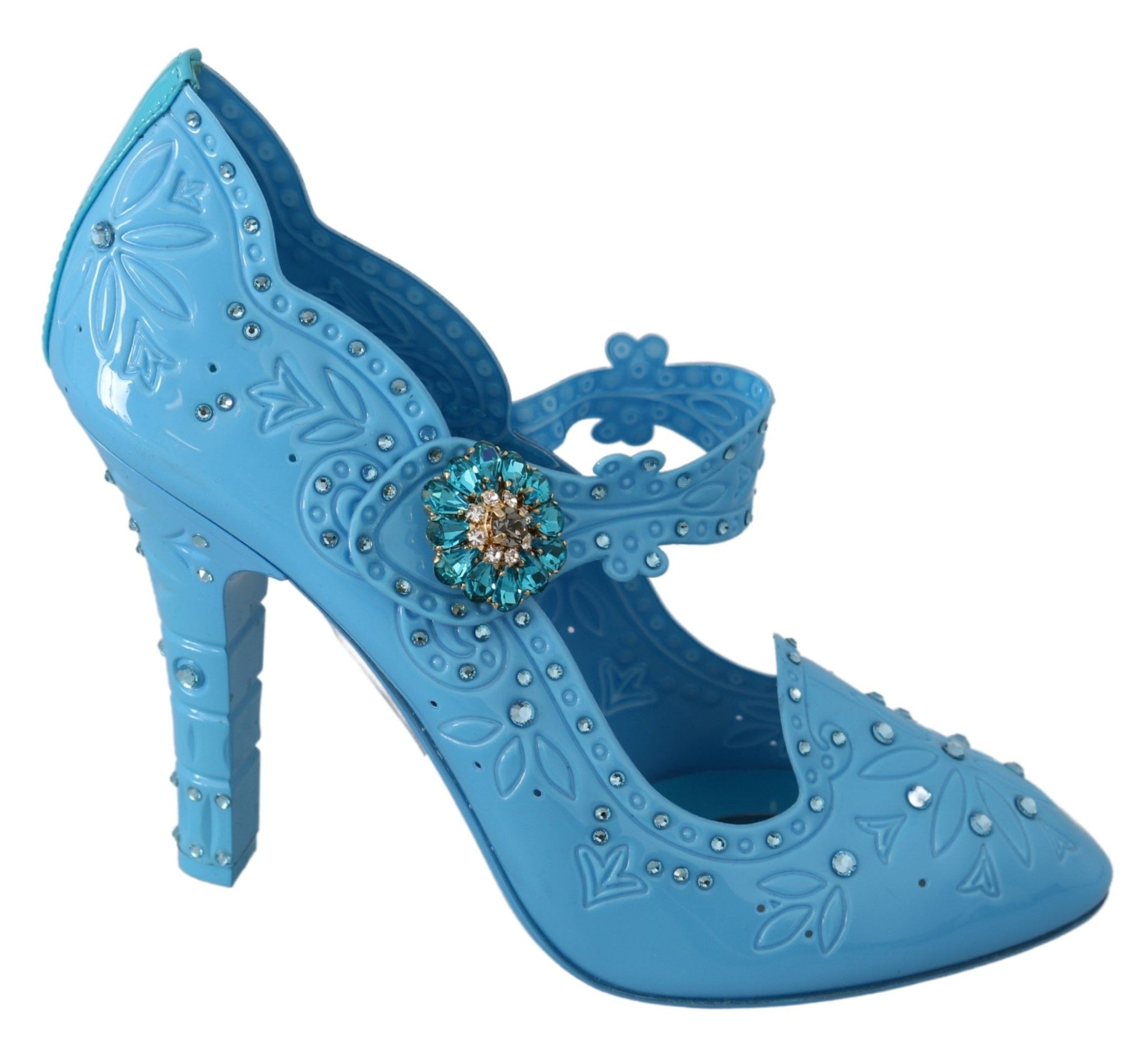 Blue Floral Crystal CINDERELLA Heels Shoes