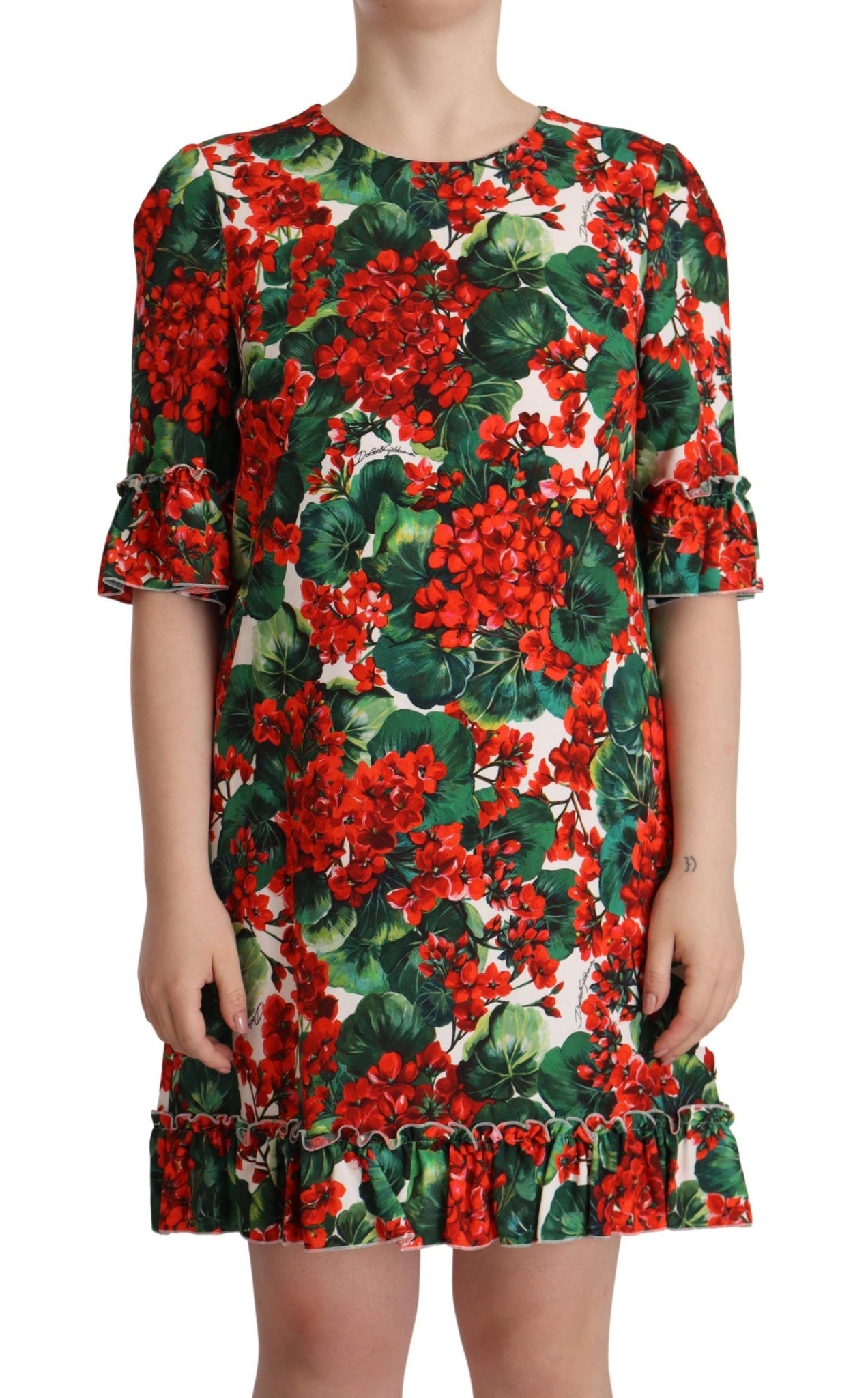 Multicolor Red Floral Shift Gown Dress