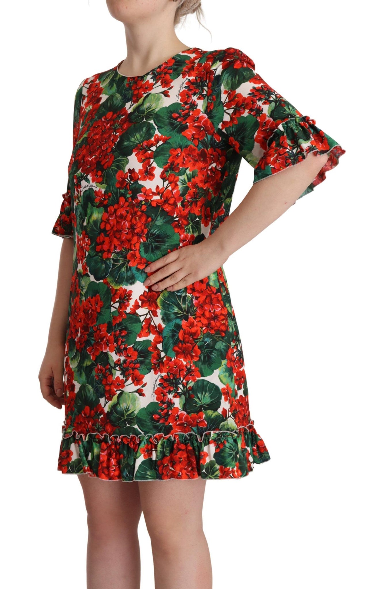 Multicolor Red Floral Shift Gown Dress