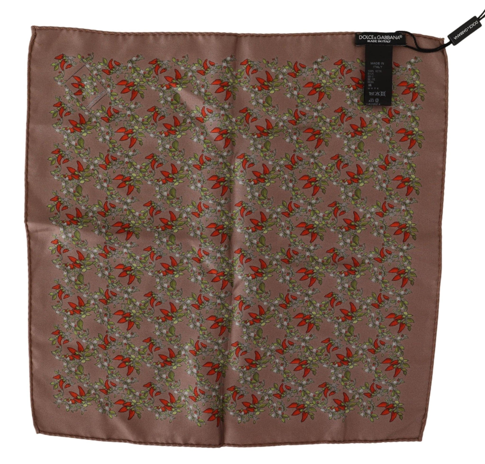 Brown Carrots Print Silk Handkerchief