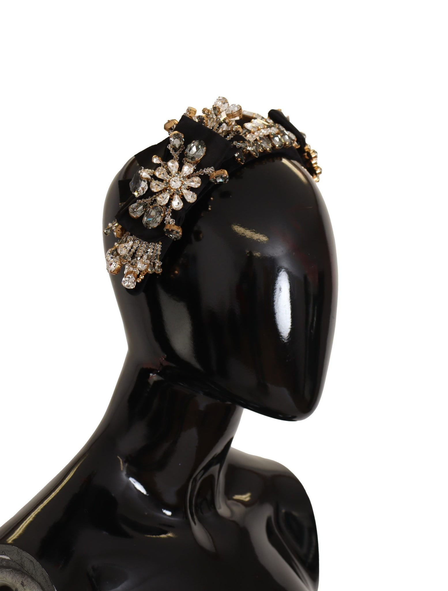 Clear Crystal Embellished Silk Fiocco Diadem Headband