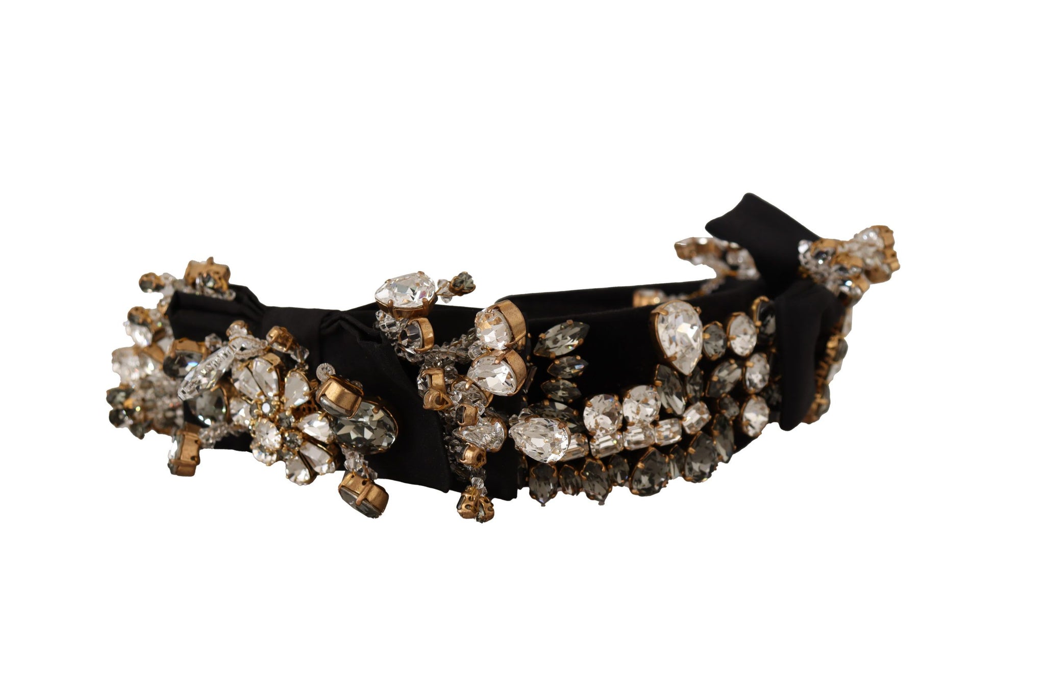 Clear Crystal Embellished Silk Fiocco Diadem Headband