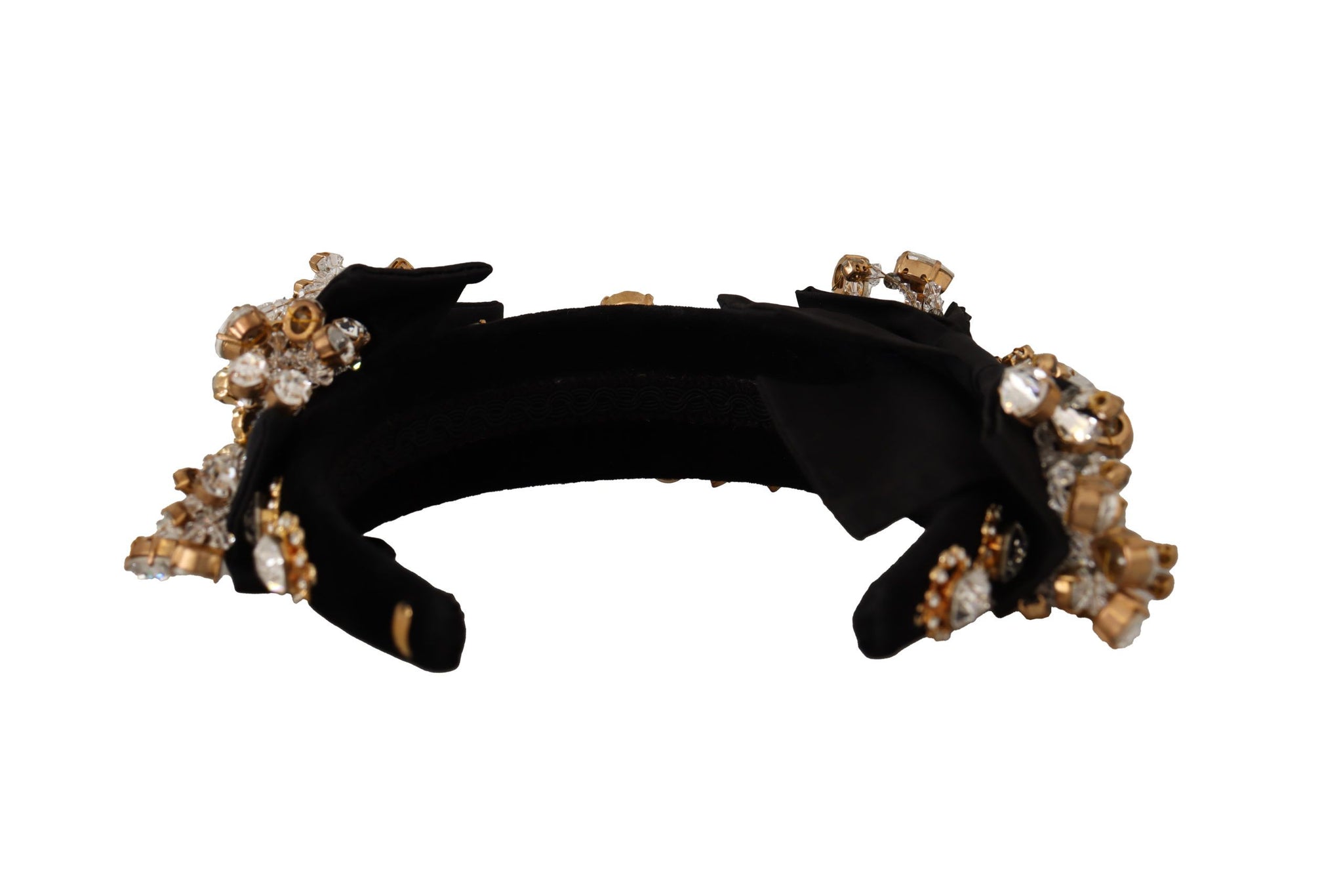 Clear Crystal Embellished Silk Fiocco Diadem Headband