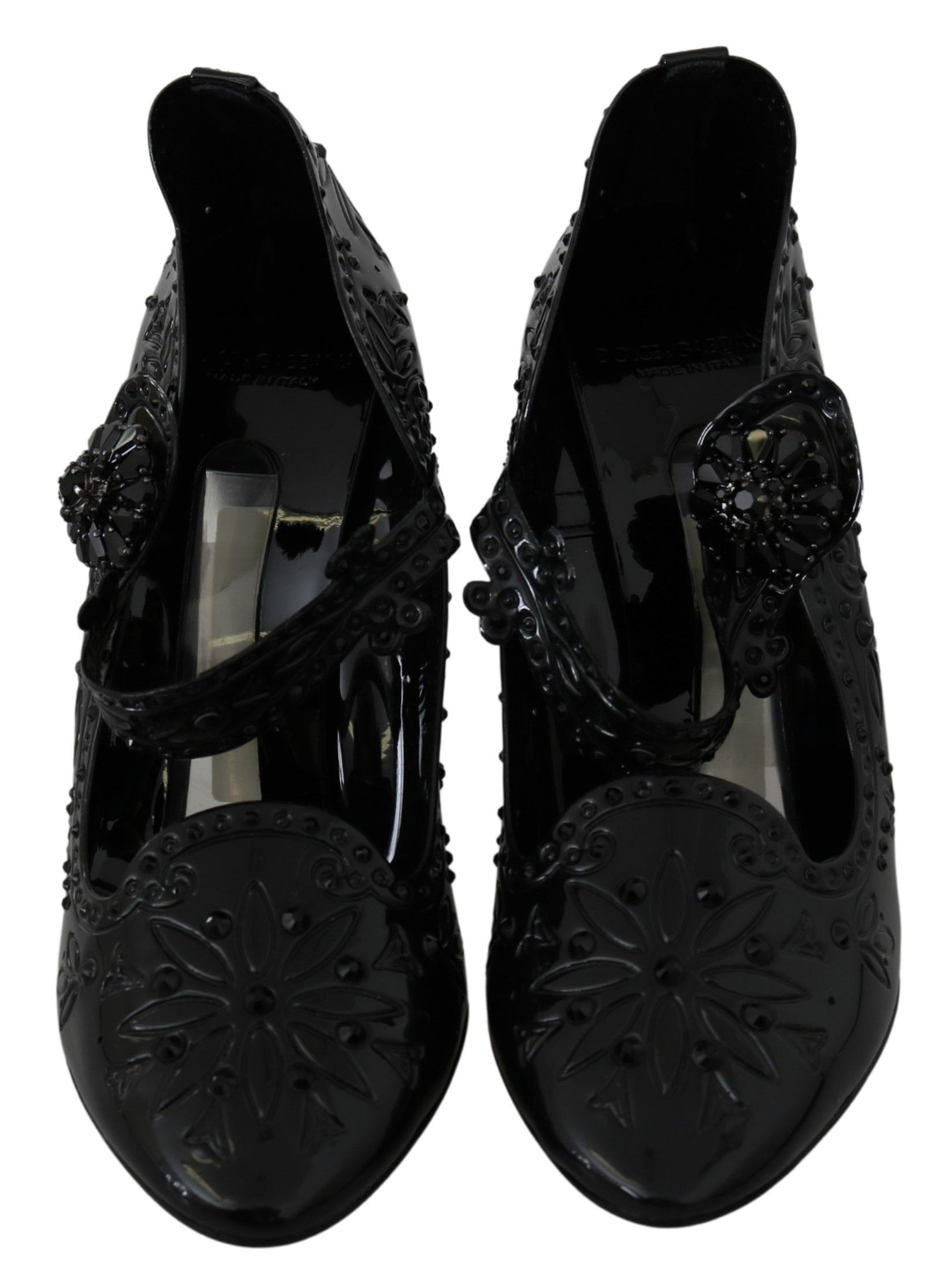 Black Floral Crystal CINDERELLA Heels Shoes