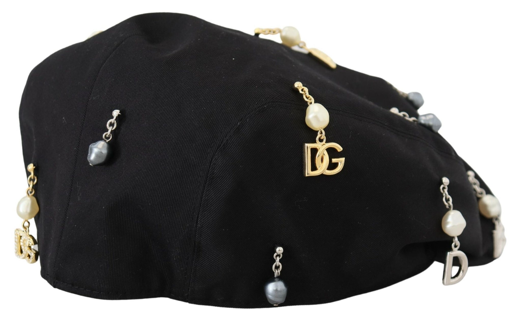 Dolce & Gabbana Black Cotton Embellished Newsboy Men Hat