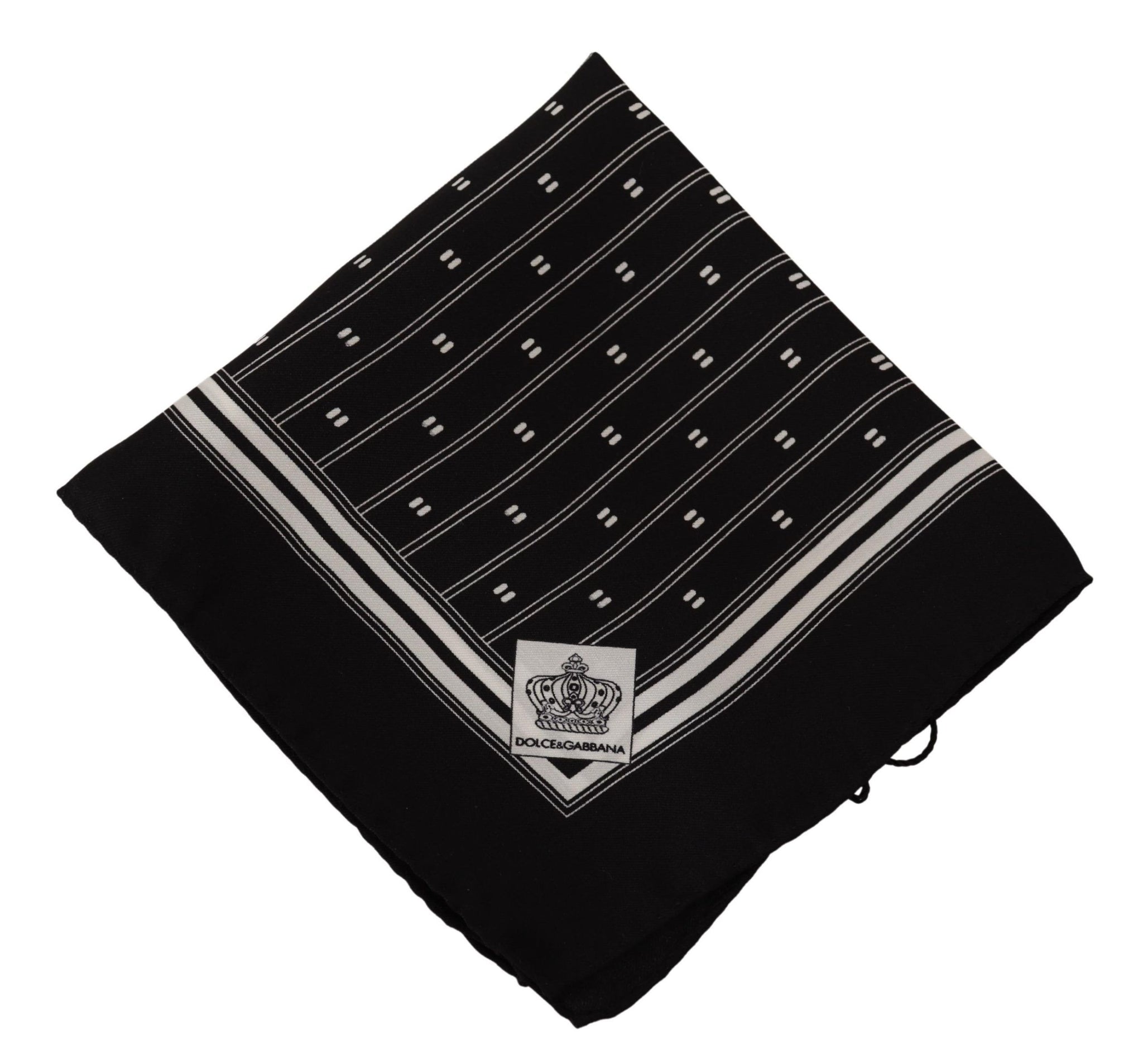 Black Patterned Silk Square Handkerchief Scarf