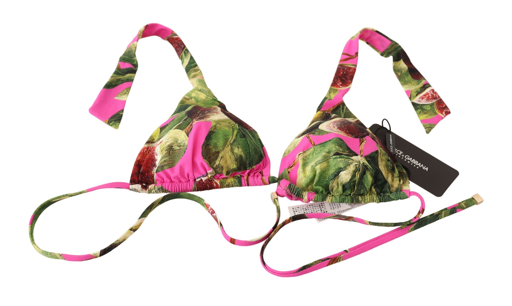 Dolce & Gabbana Pink Printed Nylon Swimsuit Bikini Top Swimwear