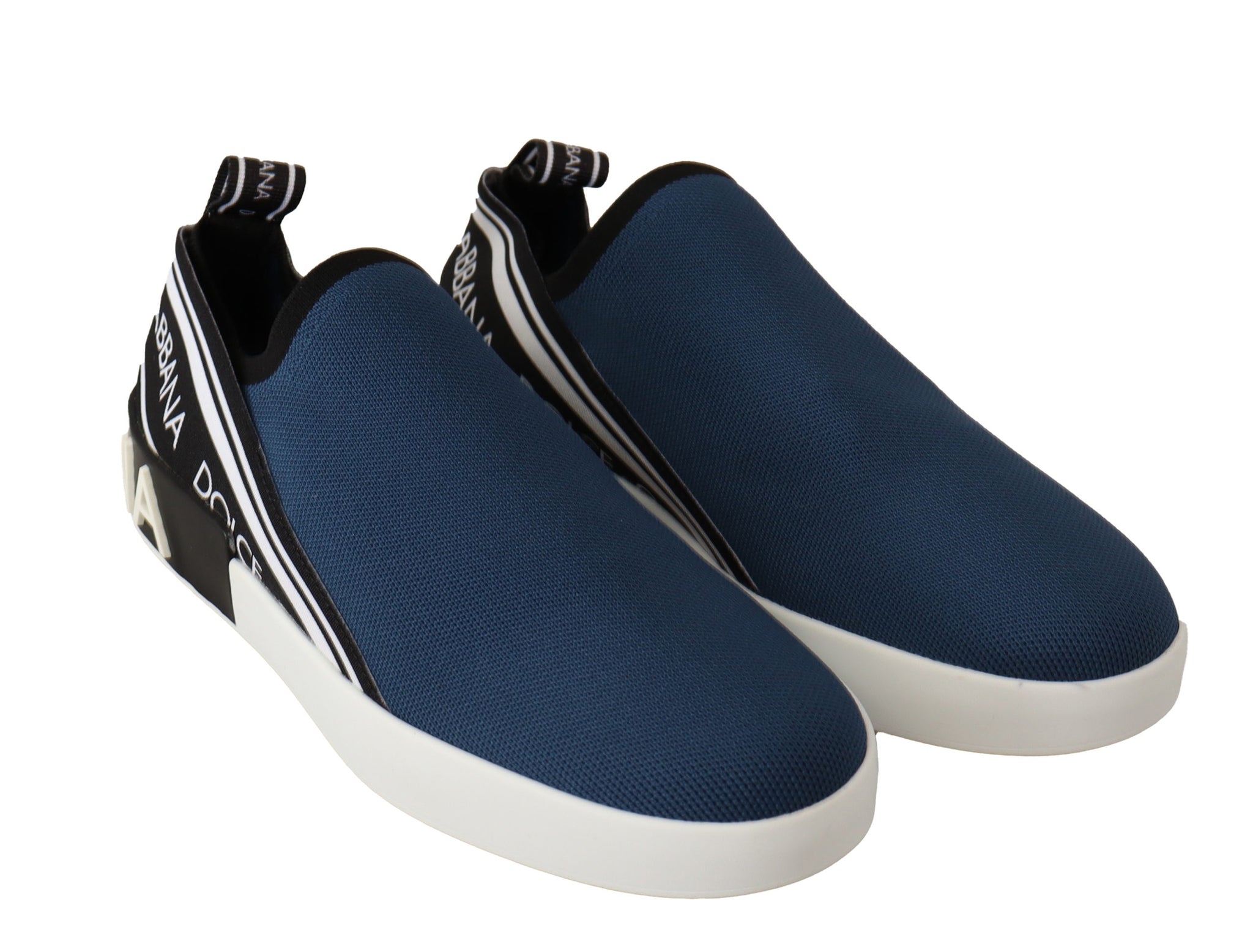 Blue Stretch Flats Logo Loafers Sneakers Shoes