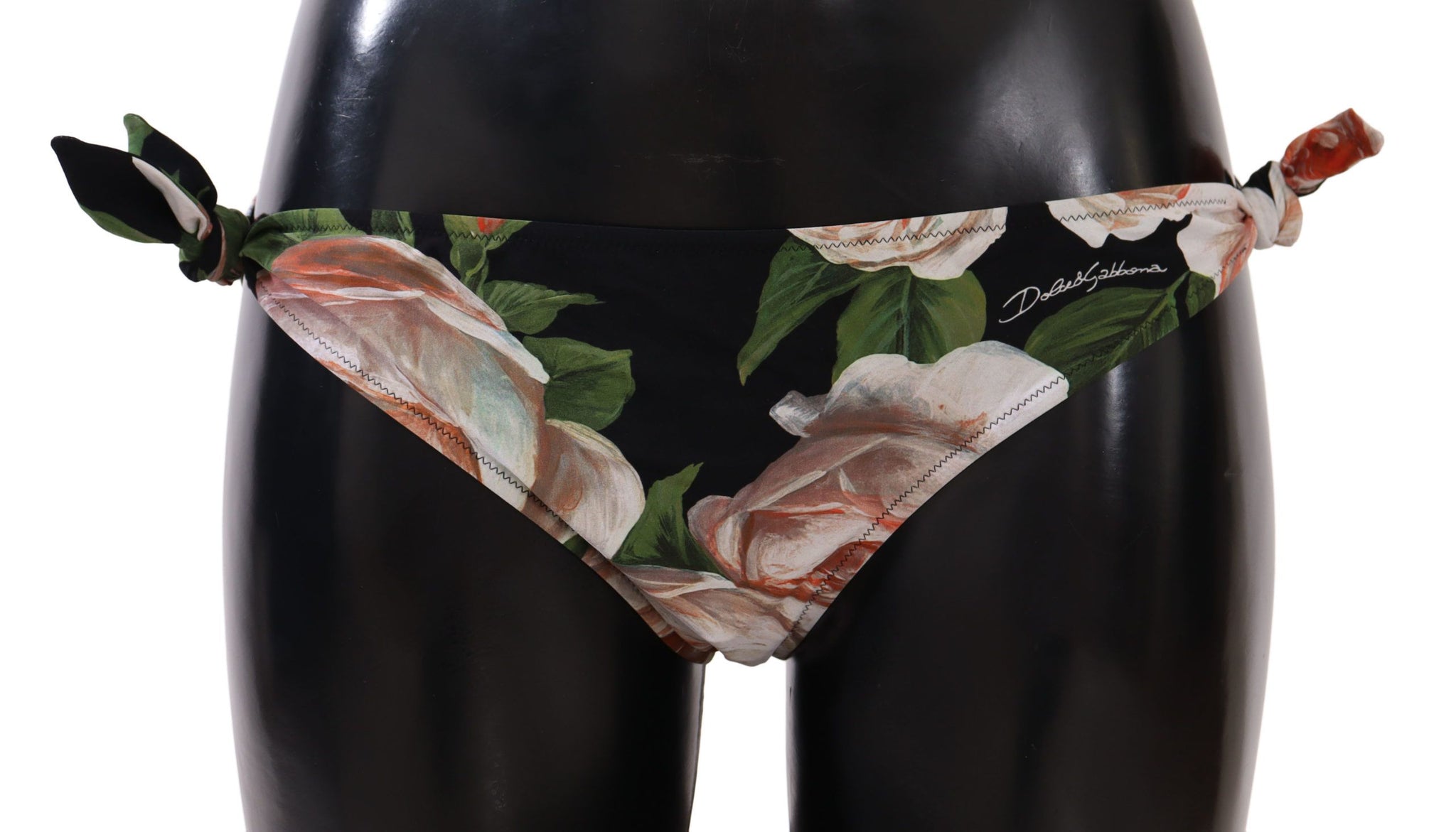 Black Roses Print Swimsuit Bikini Bottom Swimwear