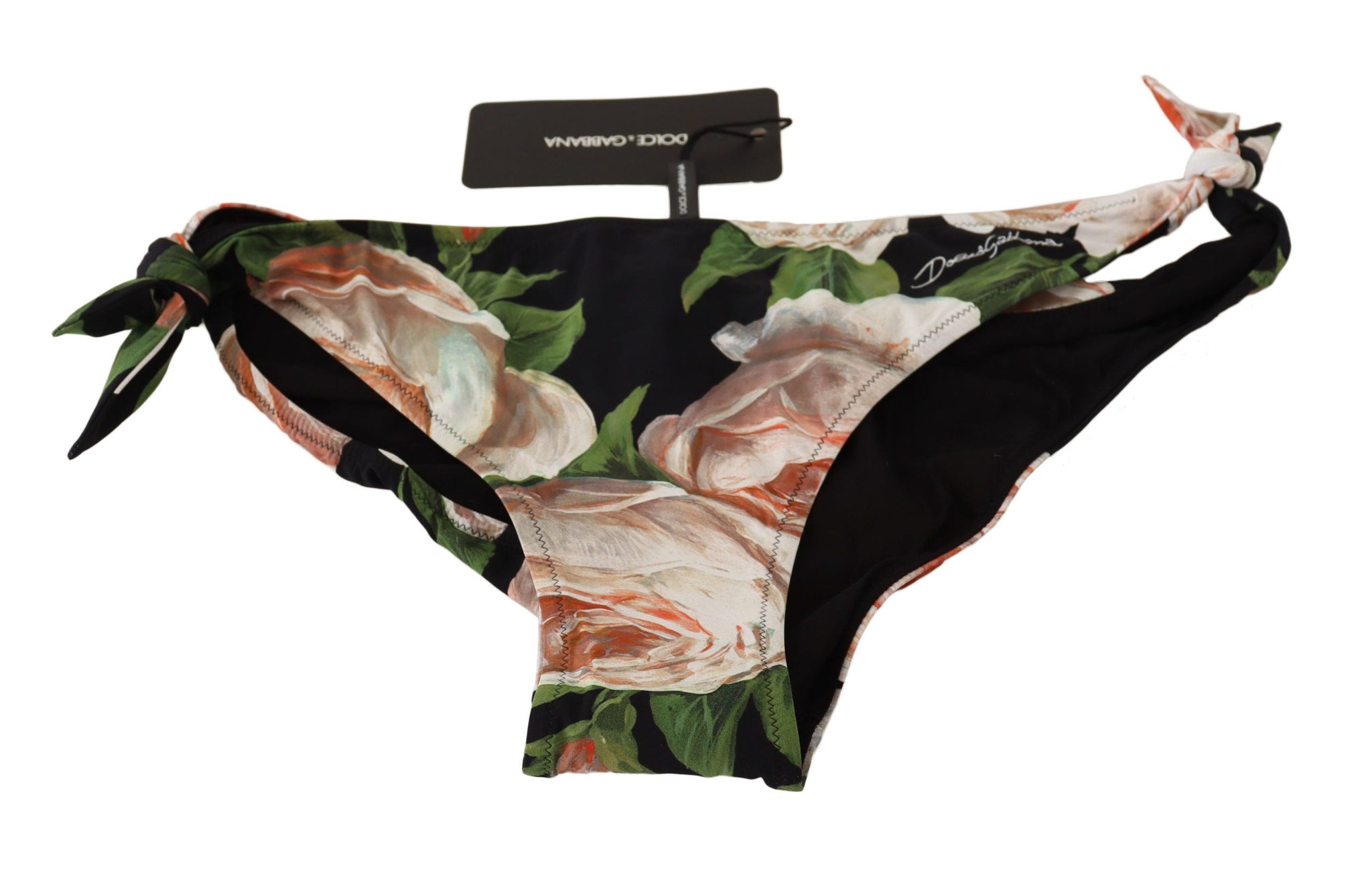 Black Roses Print Swimsuit Bikini Bottom Swimwear