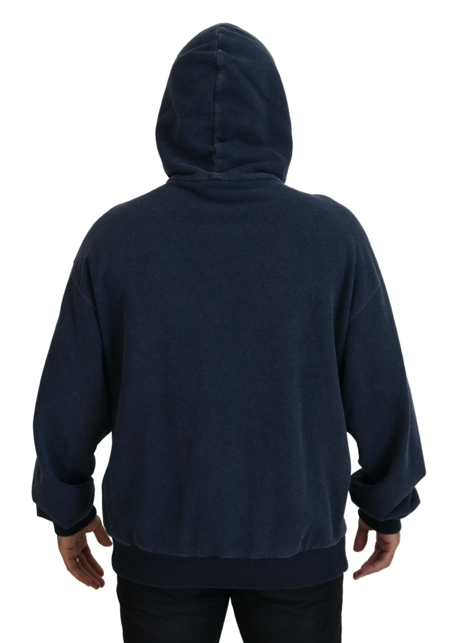 Dark Blue Cotton Hooded Sweatshirt Sweater