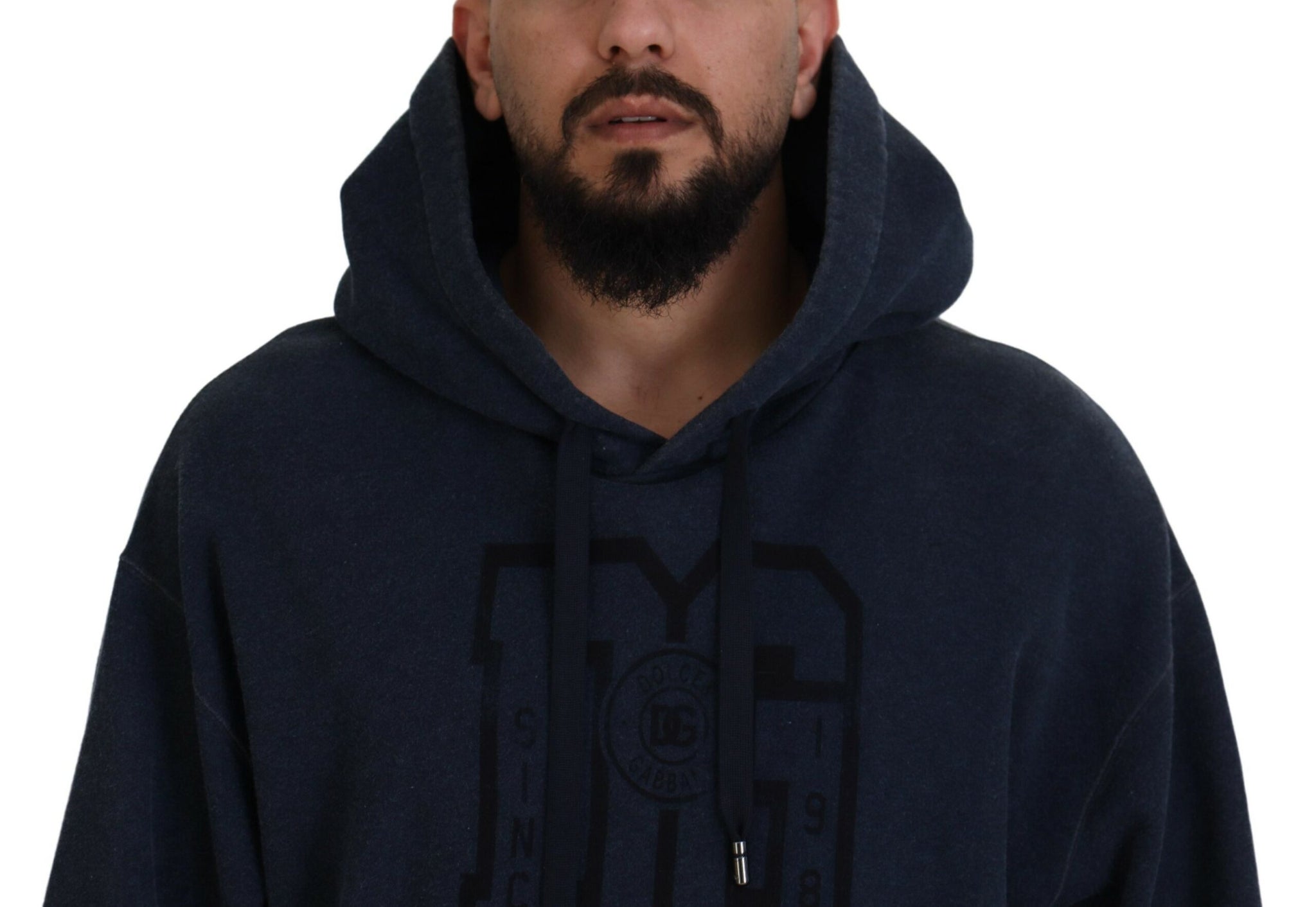 Dark Blue Cotton Hooded Sweatshirt Sweater