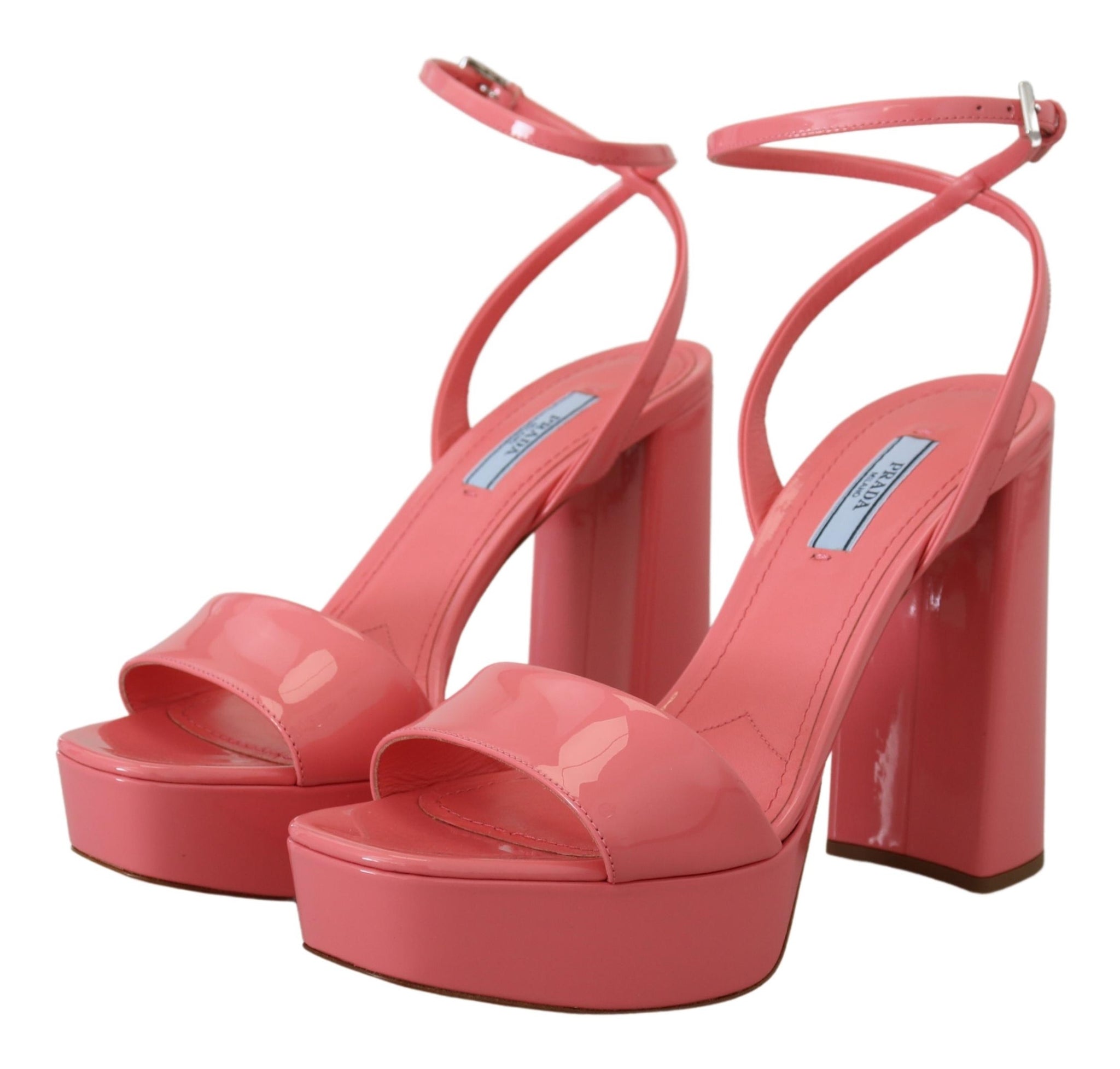 Prada Pink Patent Sandals Ankle Strap Heels Sandal