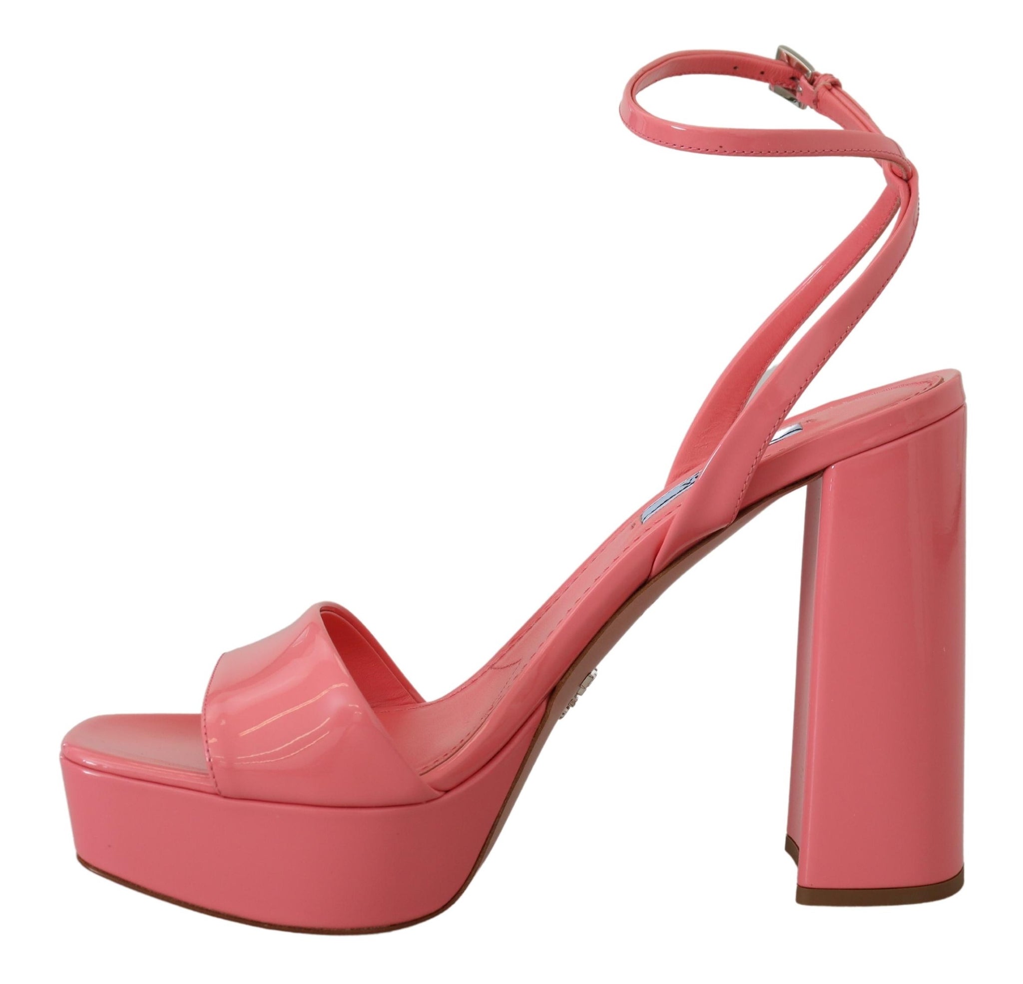 Prada Pink Patent Sandals Ankle Strap Heels Sandal