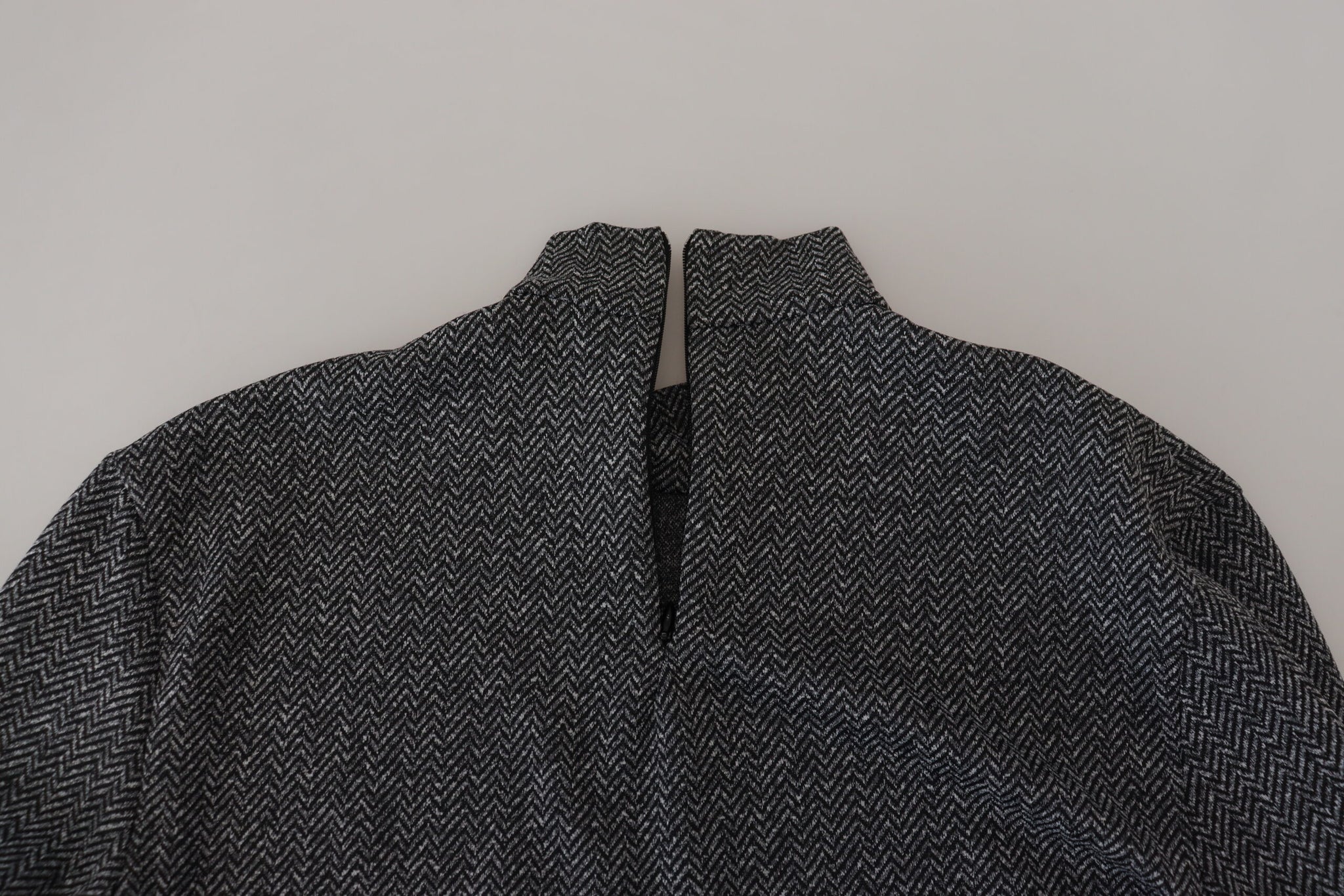 Dark Gray Nylon Turtleneck Pullover Sweater