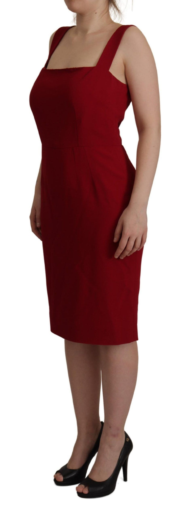 Red Sleeveless Sheath Viscose Dress