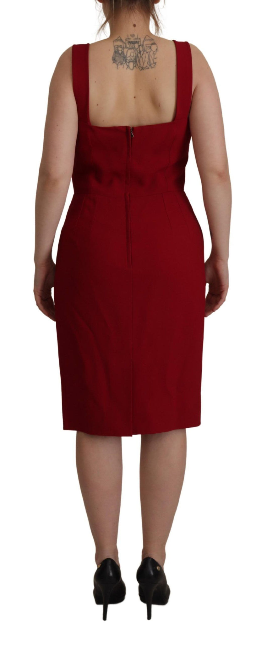 Red Sleeveless Sheath Viscose Dress