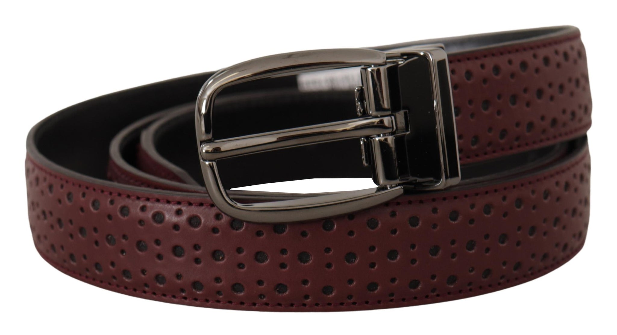 Brown Perforated Leather Metal Buckle Belt