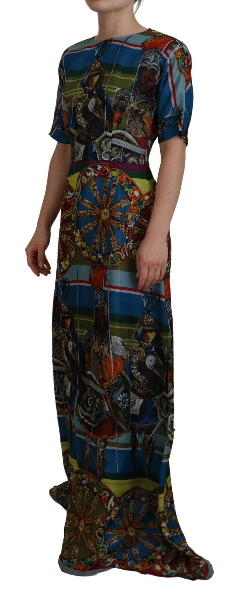 Dolce & Gabbana Multicolor Sicily Silk A-line Long Gown Dress