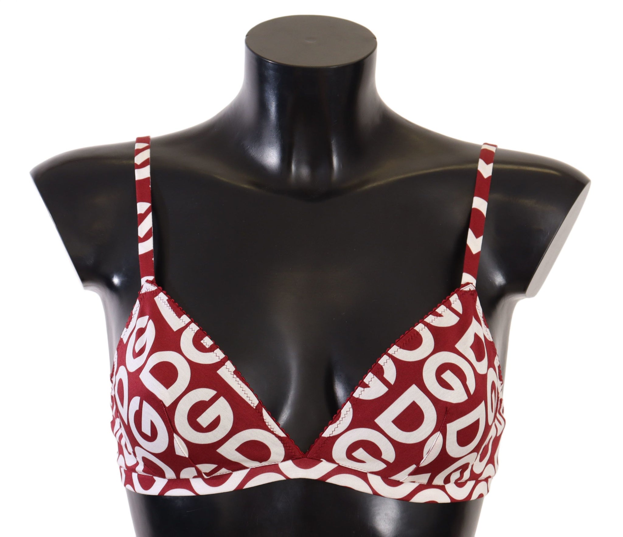 Red White DG Print Non Wire Cotton Bra Underwear