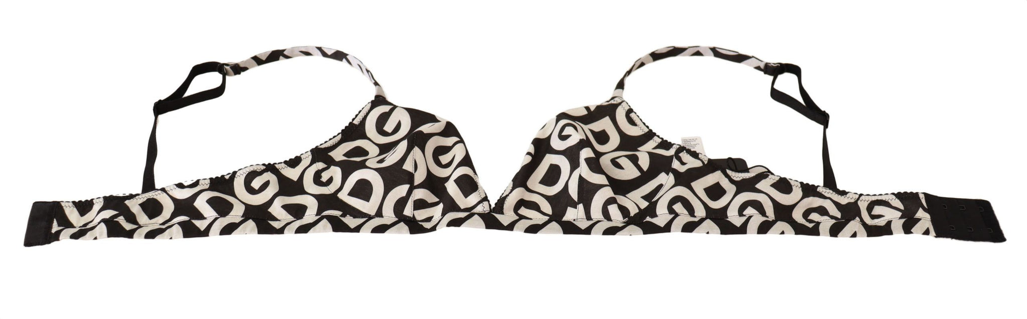 Black White DG Print Non Wire Cotton Bra Underwear