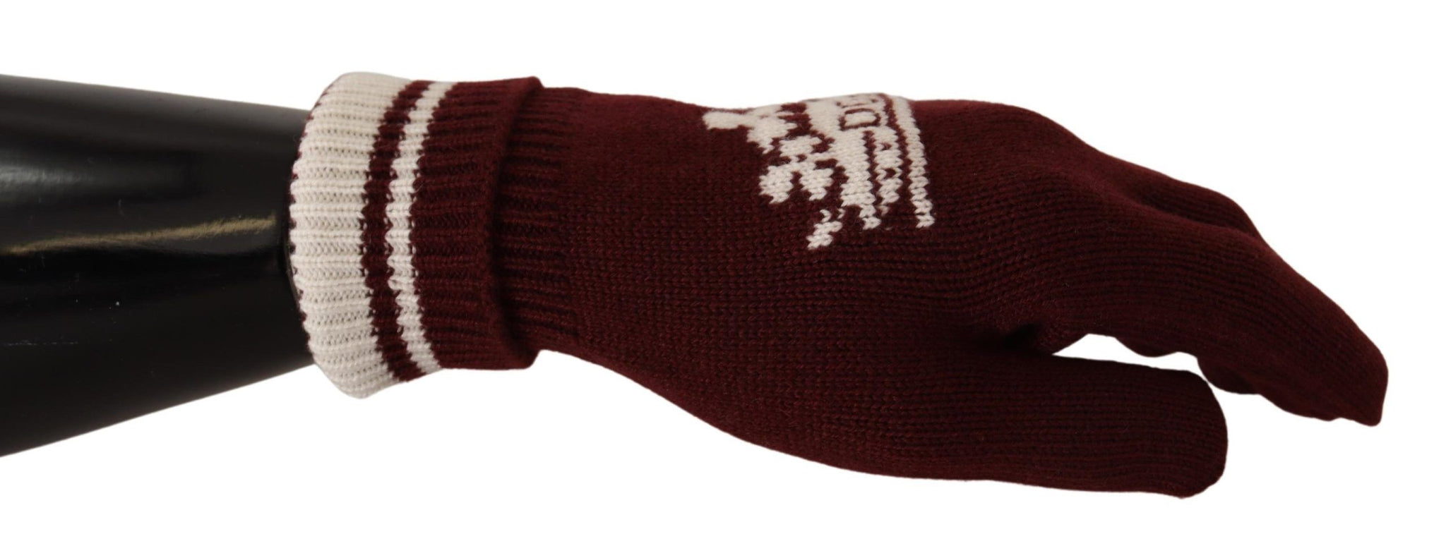 Red White D&G Logo Crown Cashmere Gloves