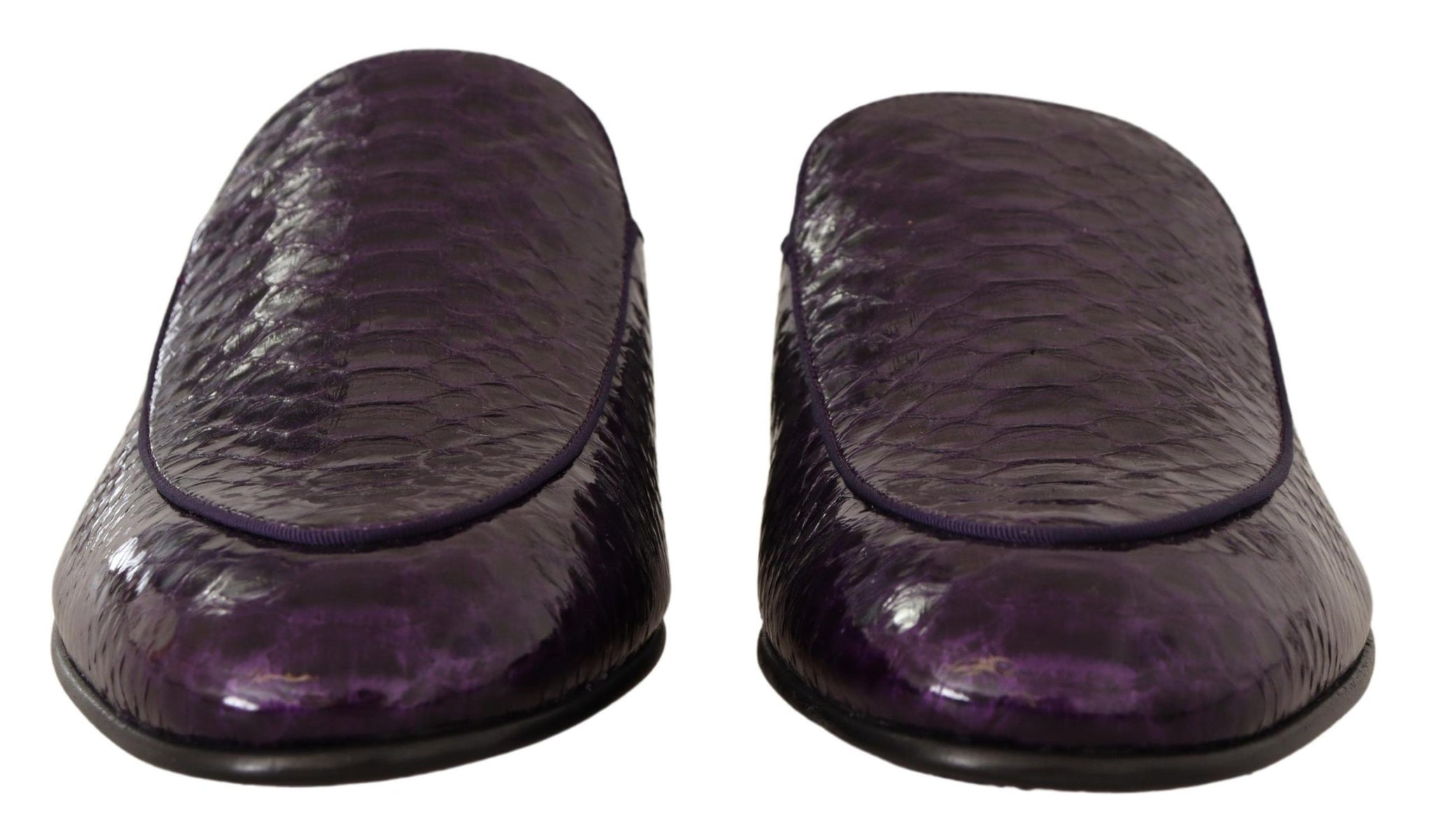 Purple Exotic Leather Flats Slides Shoes