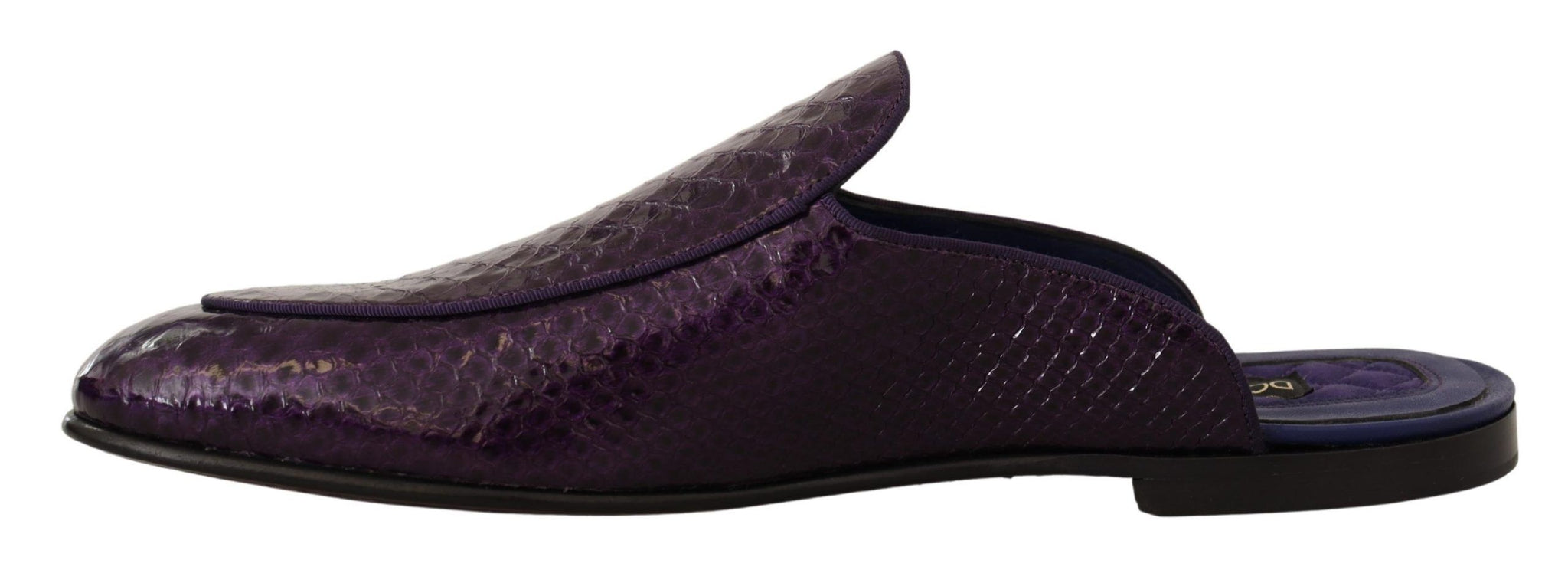 Purple Exotic Leather Flats Slides Shoes