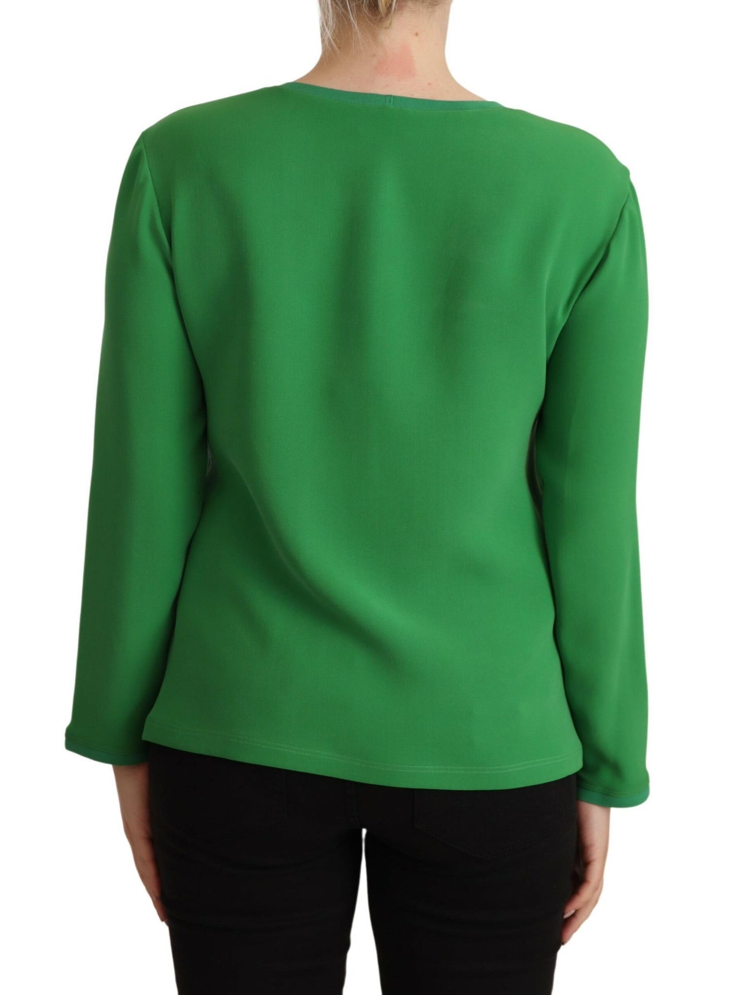 Armani Green Silk Long Sleeves Round Neck Sweater