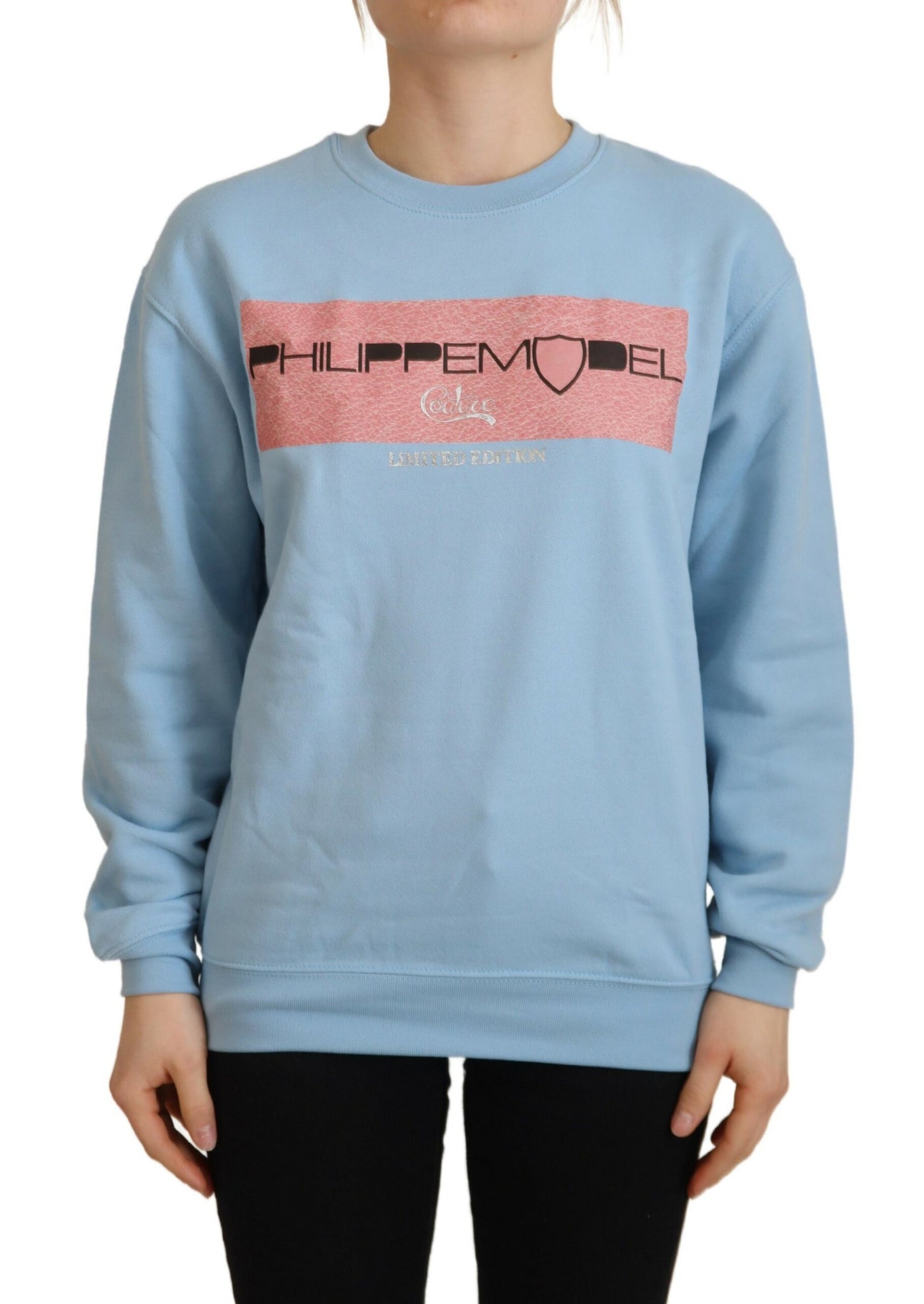 Philippe Model Light Blue Logo Printed Long Sleeves Sweater