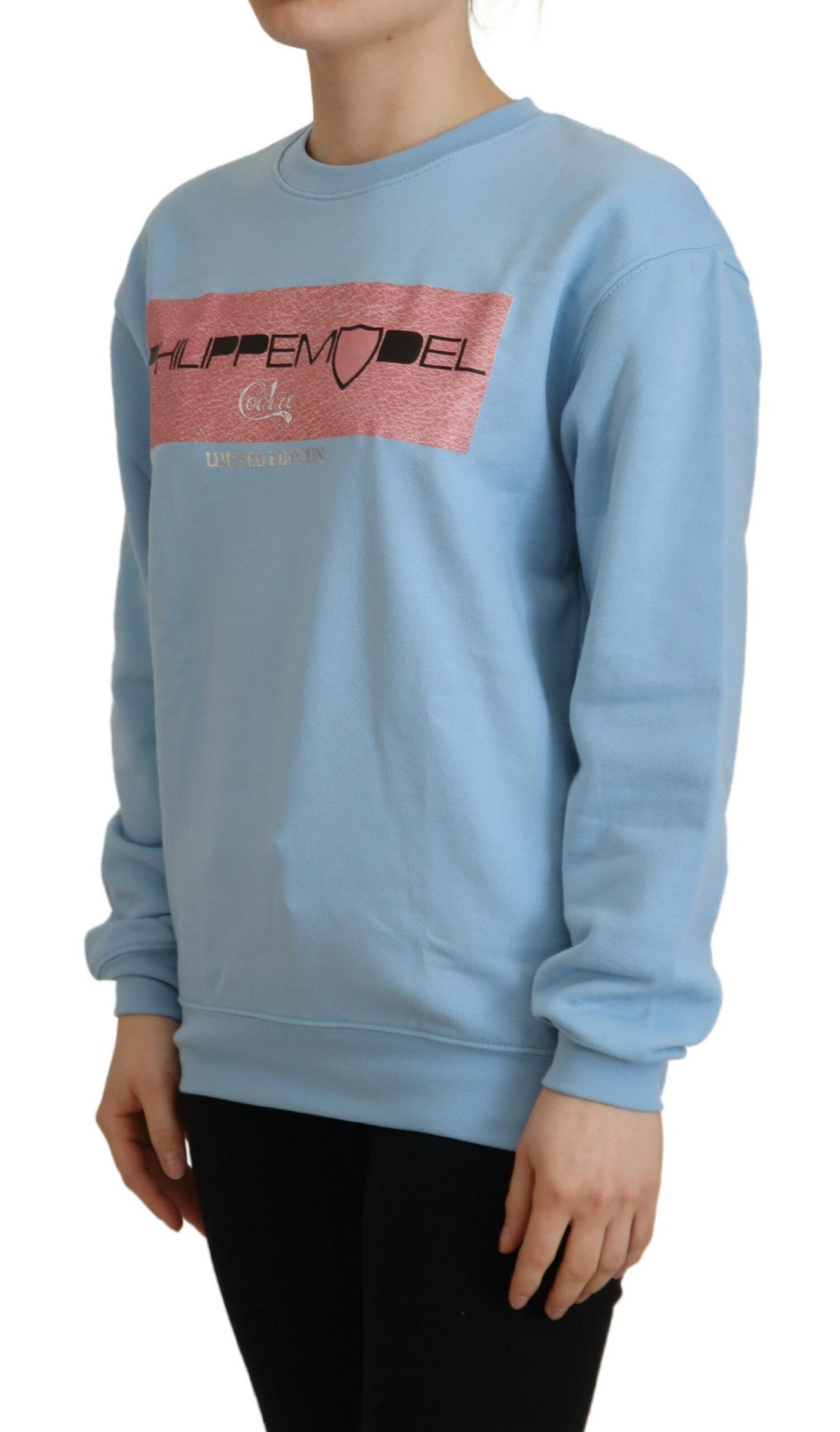 Philippe Model Light Blue Logo Printed Long Sleeves Sweater