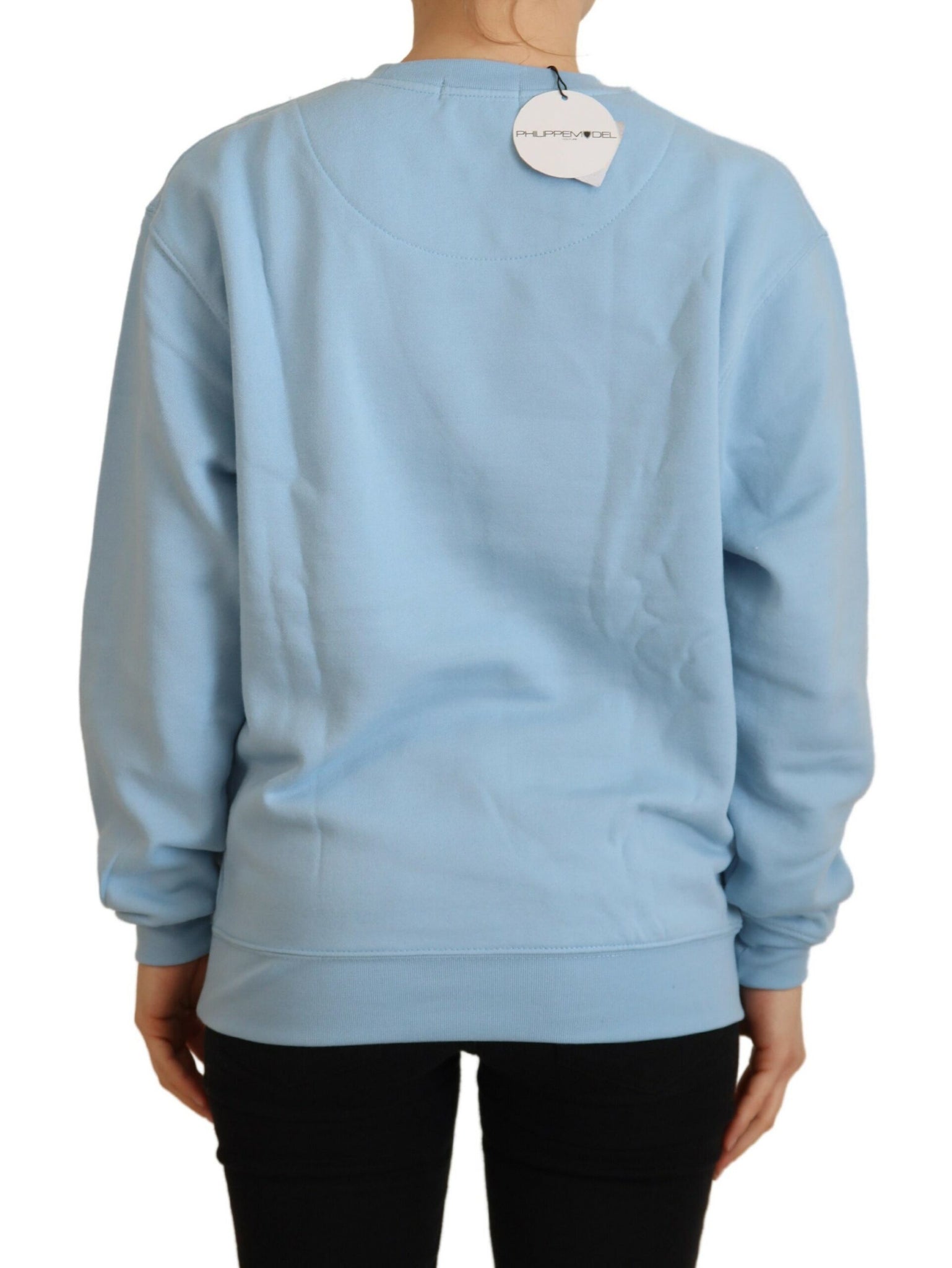 Philippe Model Light Blue Logo Printed Long Sleeves Sweater